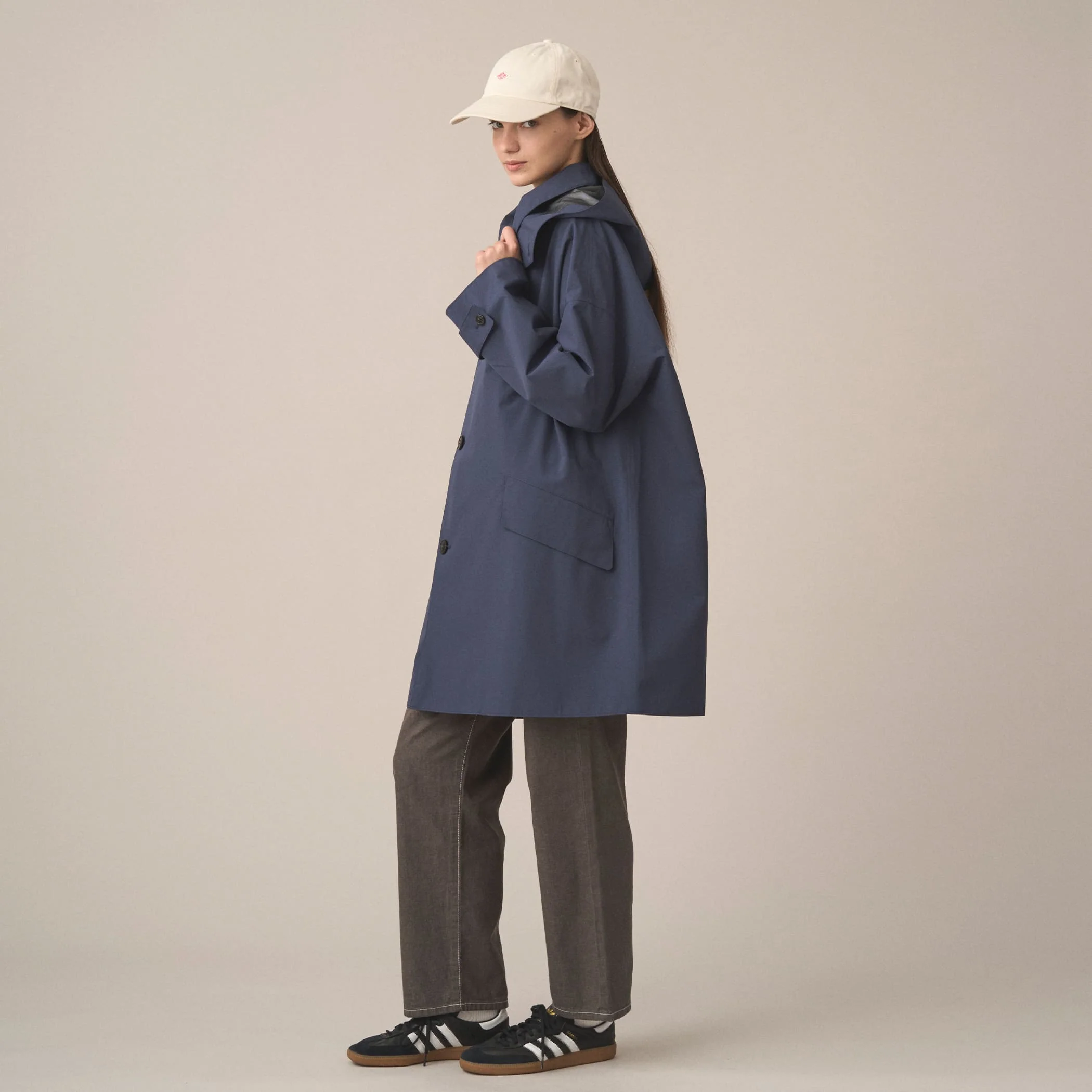 Women's 3-Layer Cloth Hooded Balmacaan Coat - Image 3