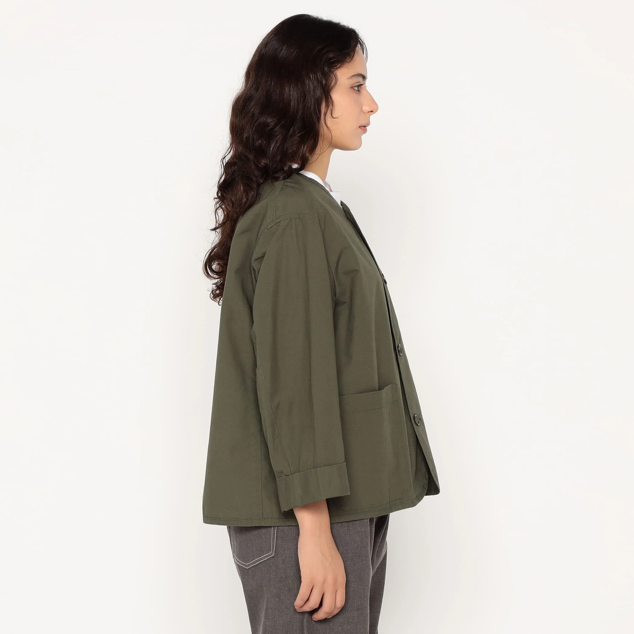 Women's Downproof Collarless Short Jacket - Image 4
