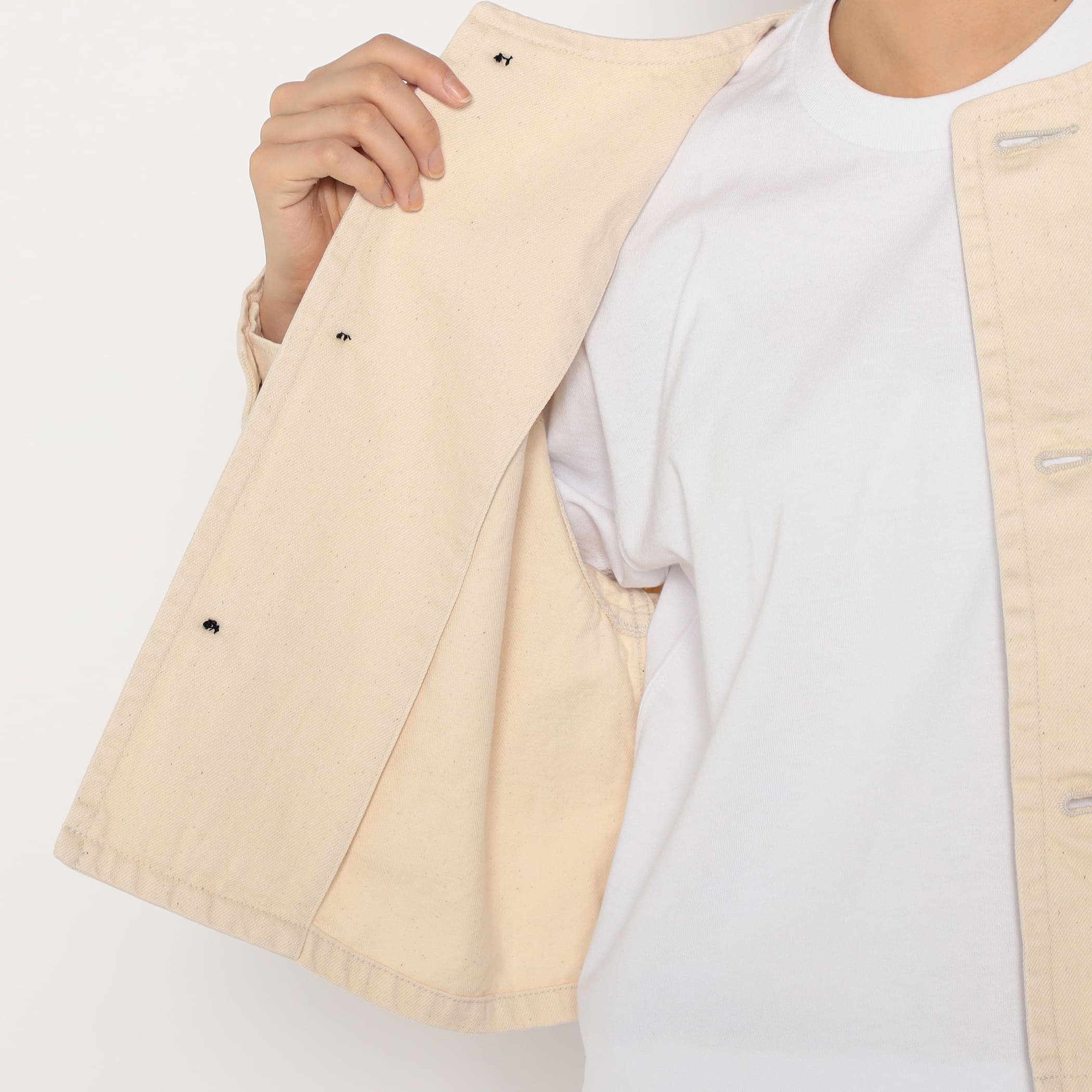Women's Cotton Drill Collarless Short Jacket - Image 11