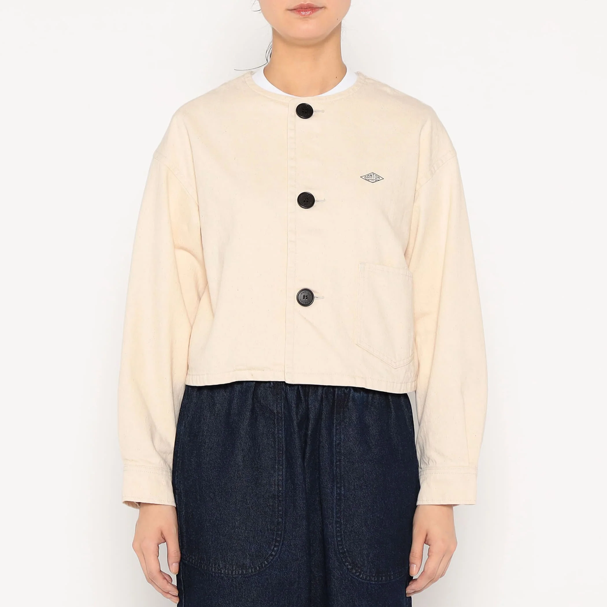 Women's Cotton Drill Collarless Short Jacket - Image 3