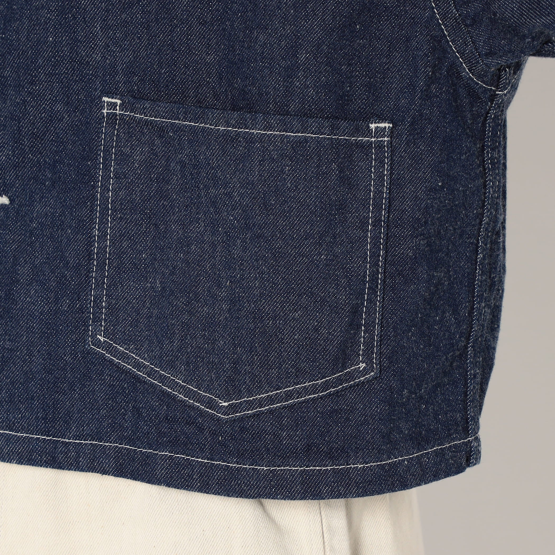 Women's Denim Collarless Short Jacket - Image 10