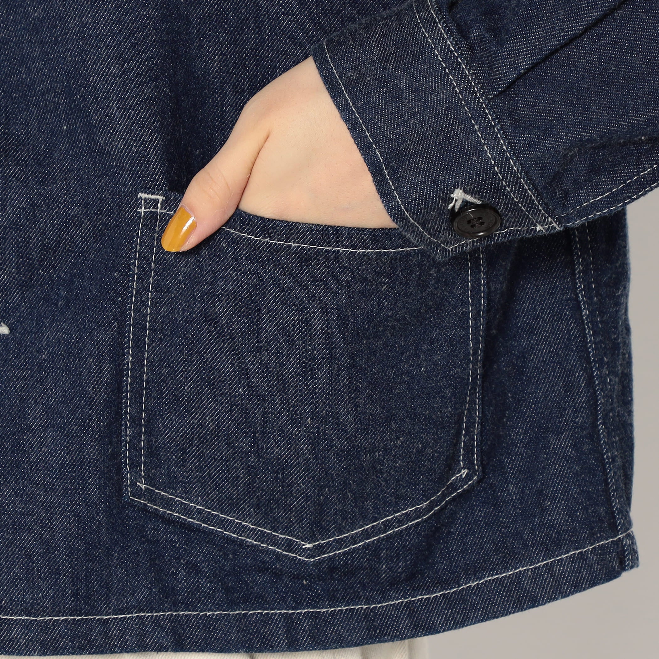 Women's Denim Collarless Short Jacket - Image 12