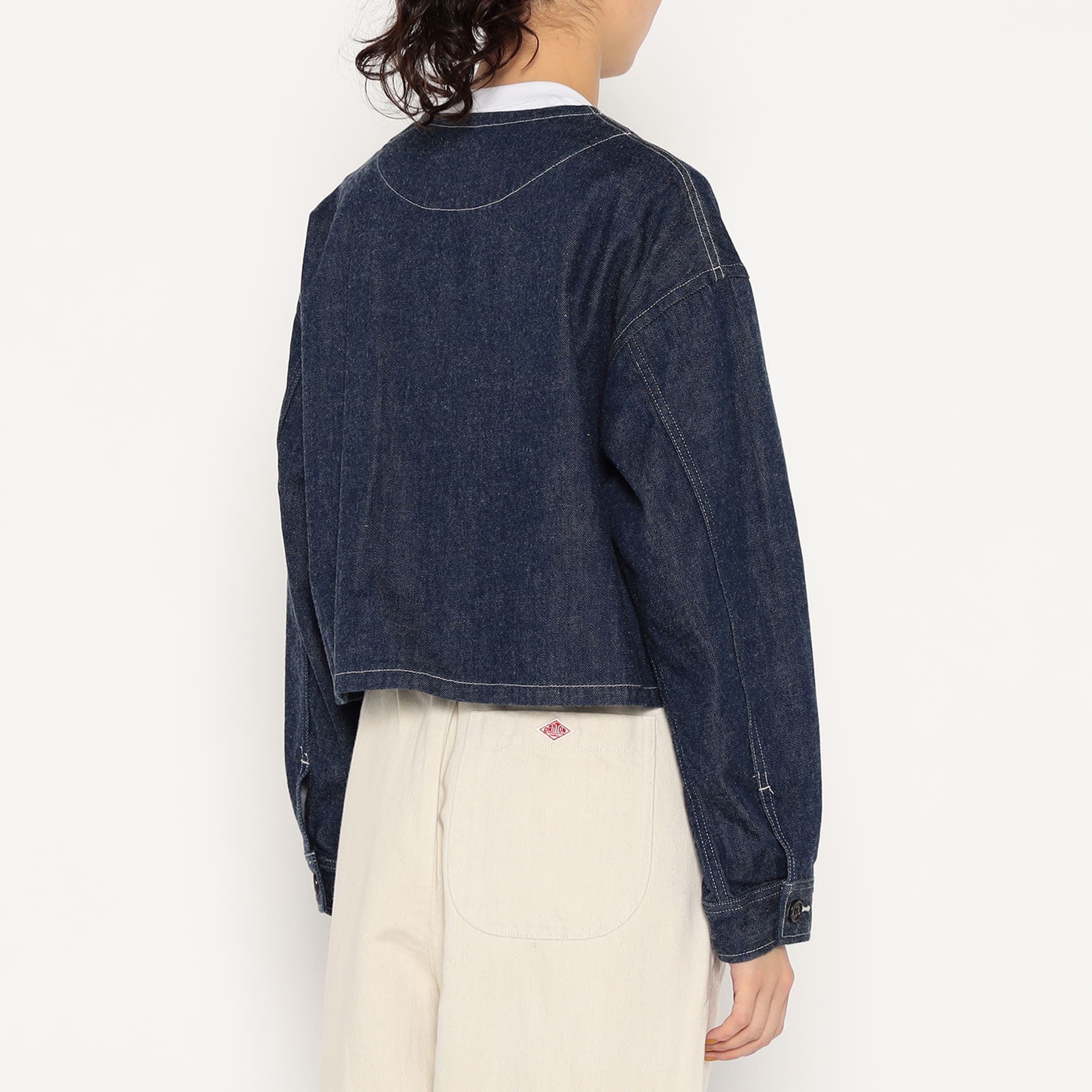 Women's Denim Collarless Short Jacket - Image 6