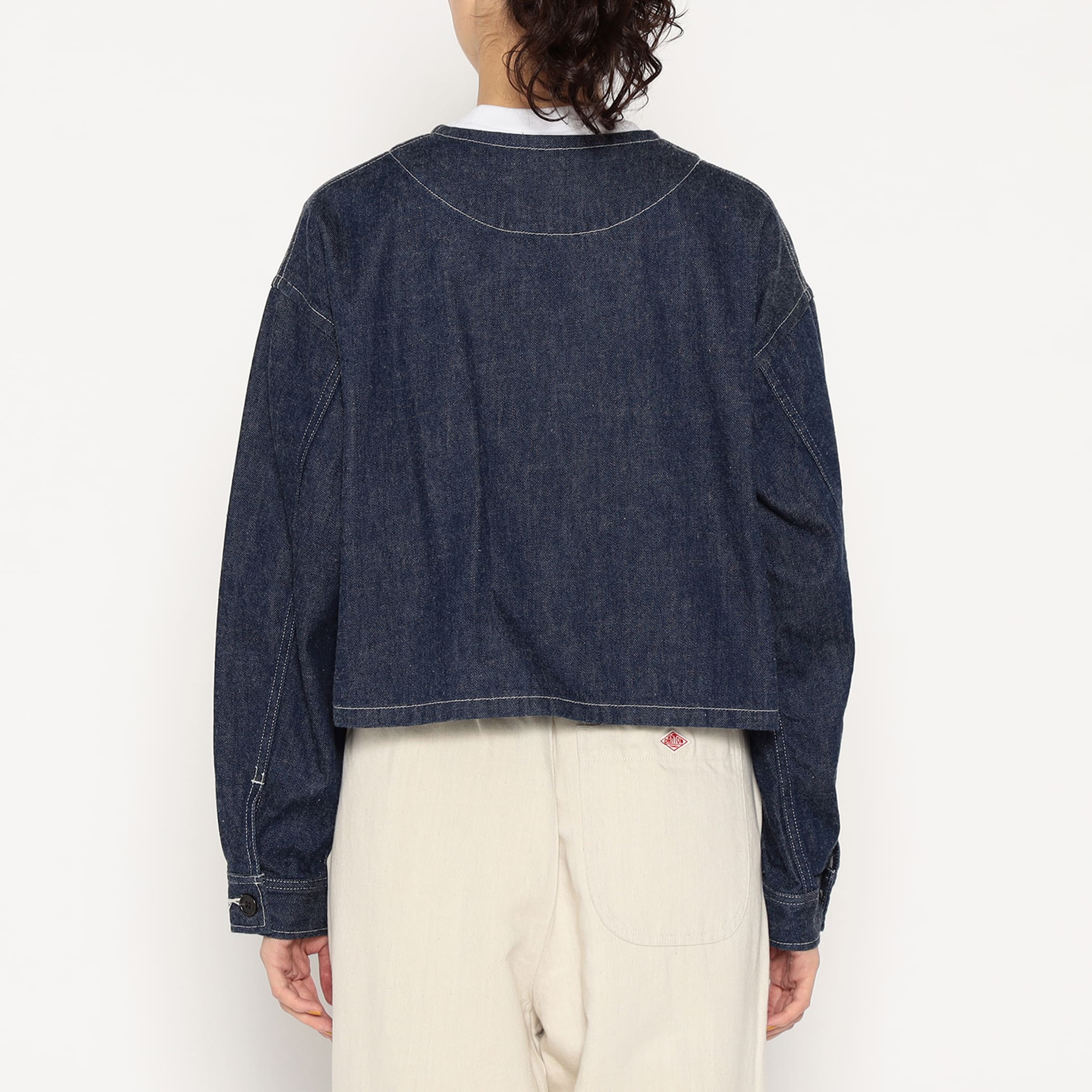 Women's Denim Collarless Short Jacket - Image 7