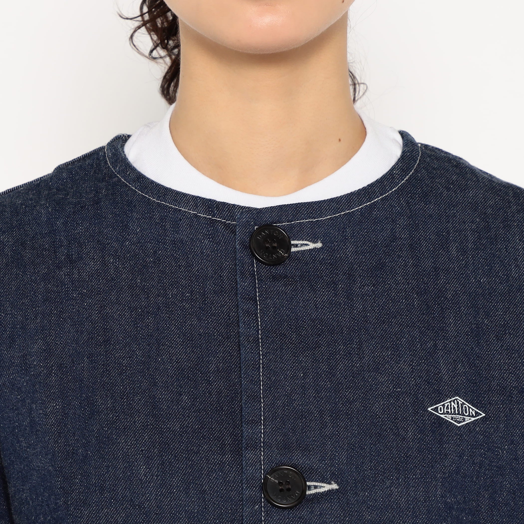 Women's Denim Collarless Short Jacket - Image 8