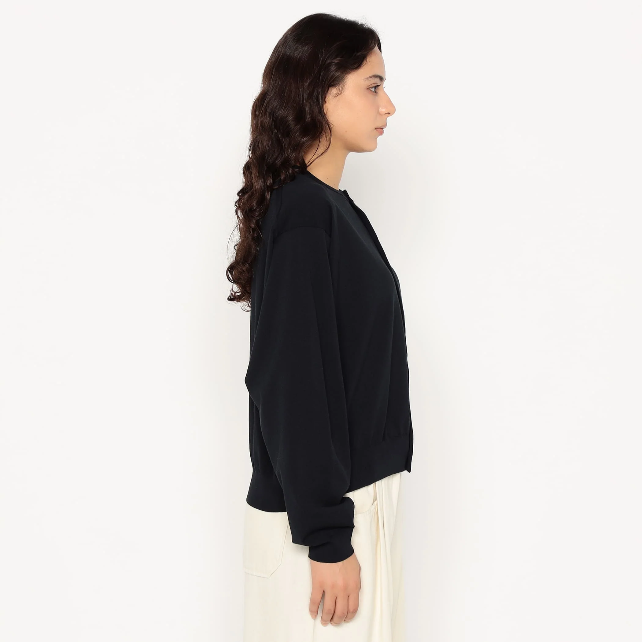 Women's Jersey Knit Crew Neck Cardigan - Image 6