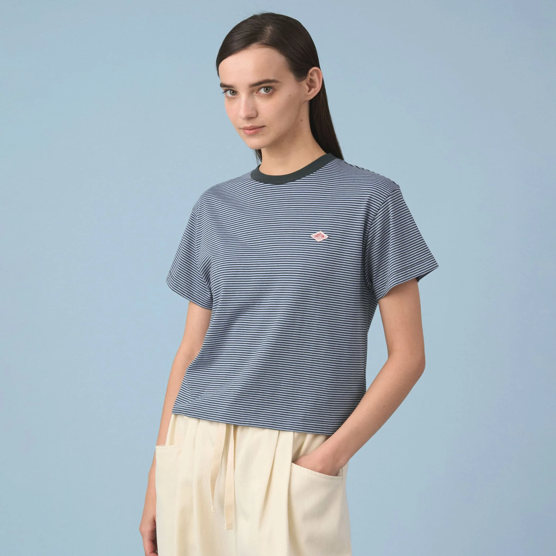 Women's Short Sleeve Cropped T-shirt Stripe - Image 2