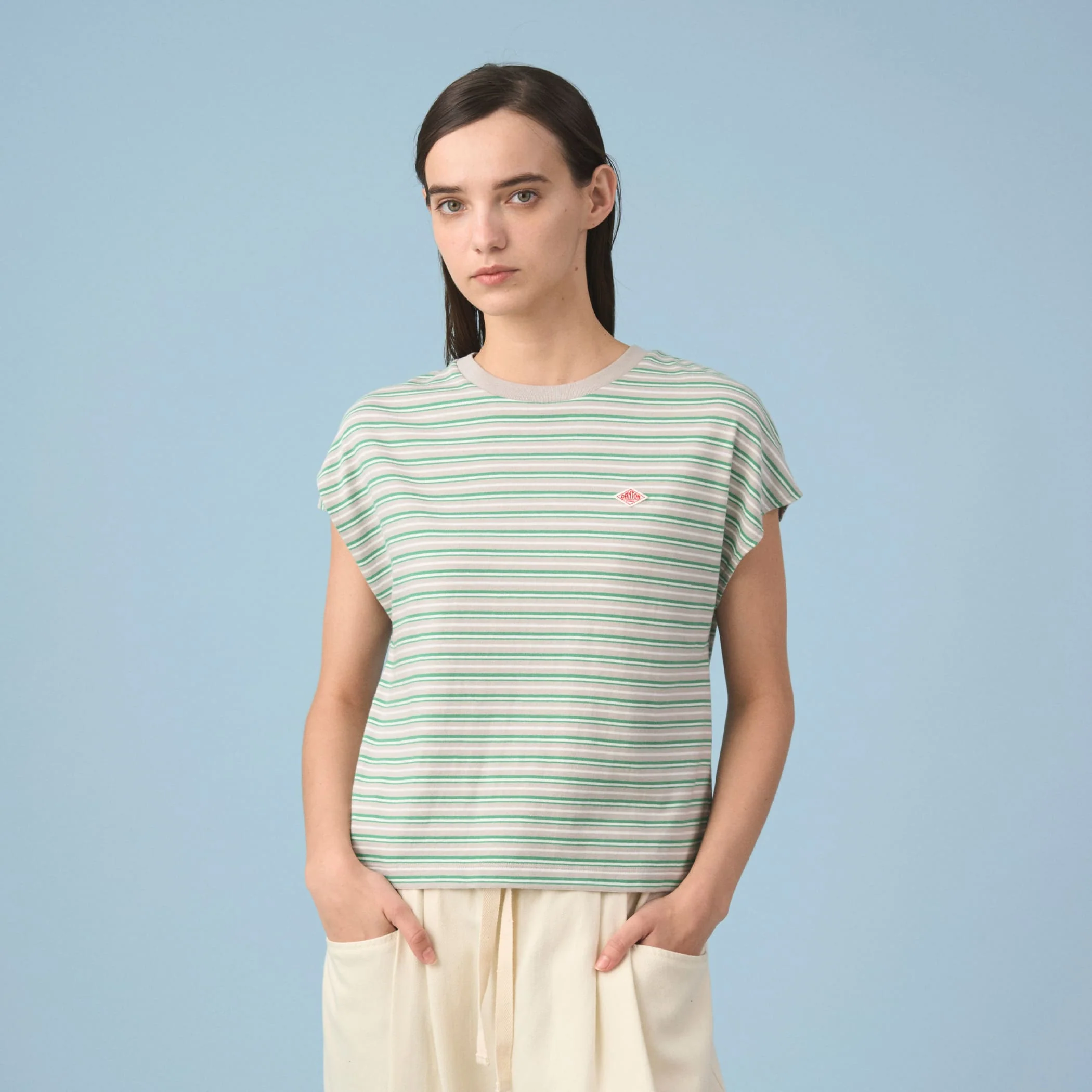 Women's Cotton Jersey Dolman Short T-shirt Stripe - Image 2