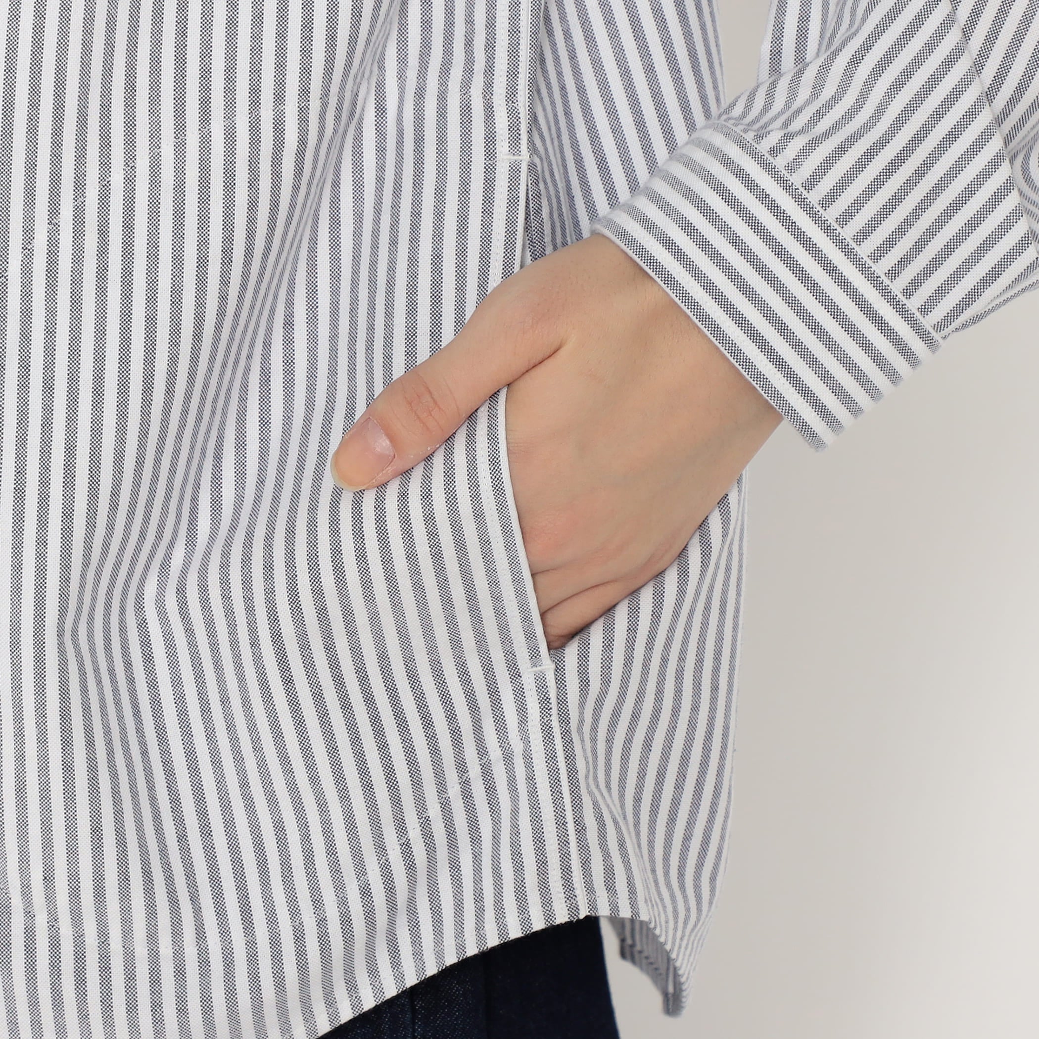 Women's Oxford Band Collar Shirt Pattern - Image 10