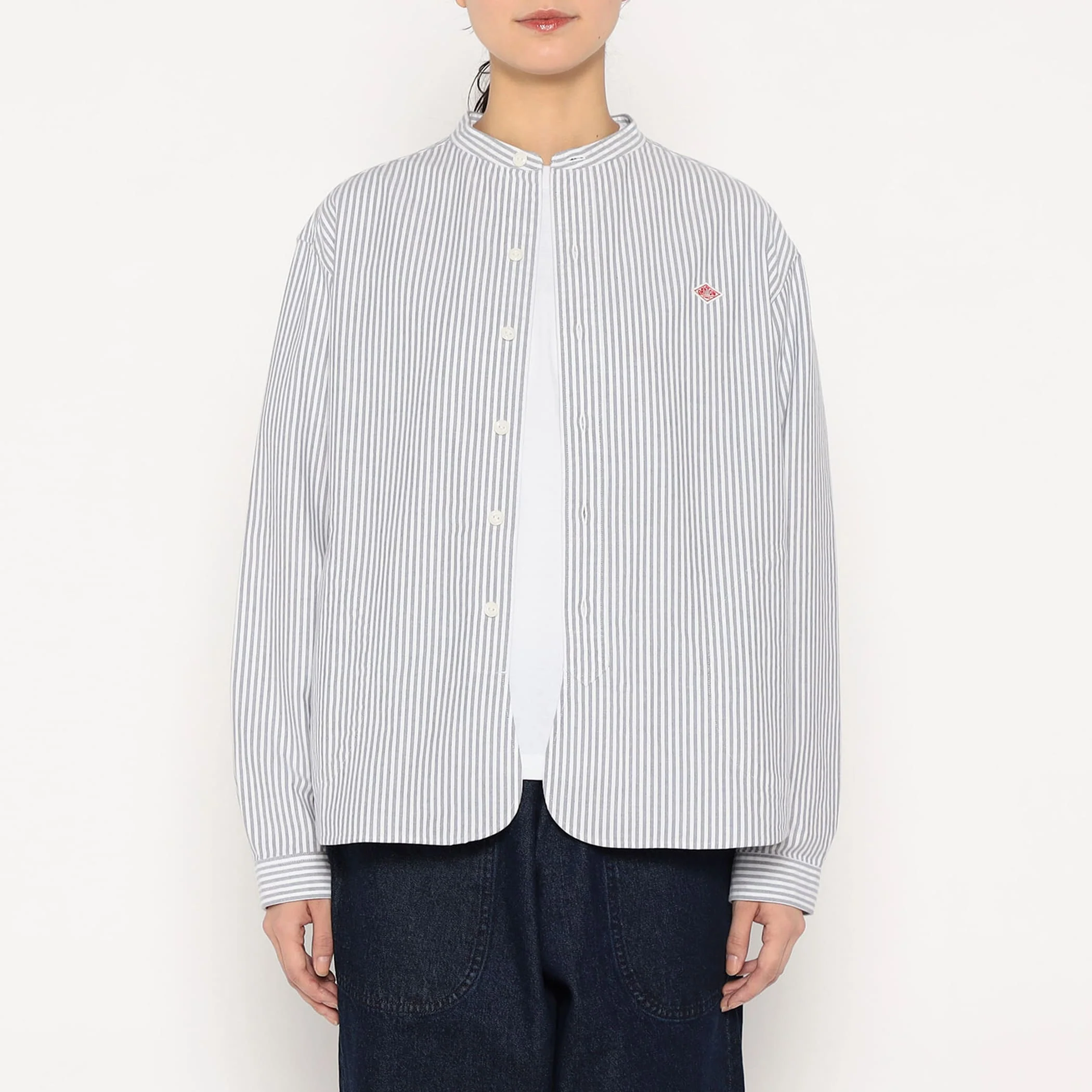 Women's Oxford Band Collar Shirt Pattern - Image 15