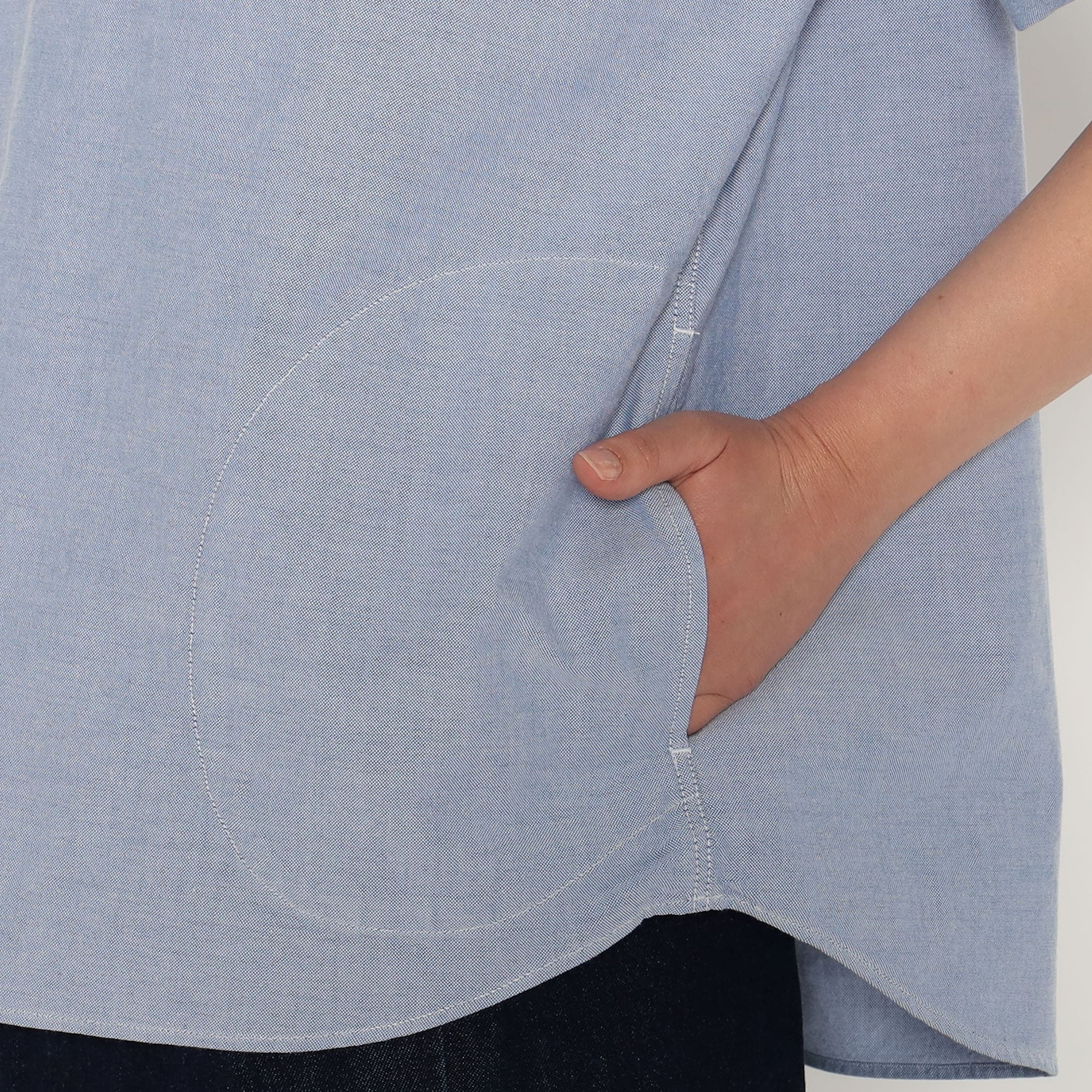 Women's Oxford Round Collar Short Sleeve Pullover Shirt - Image 11