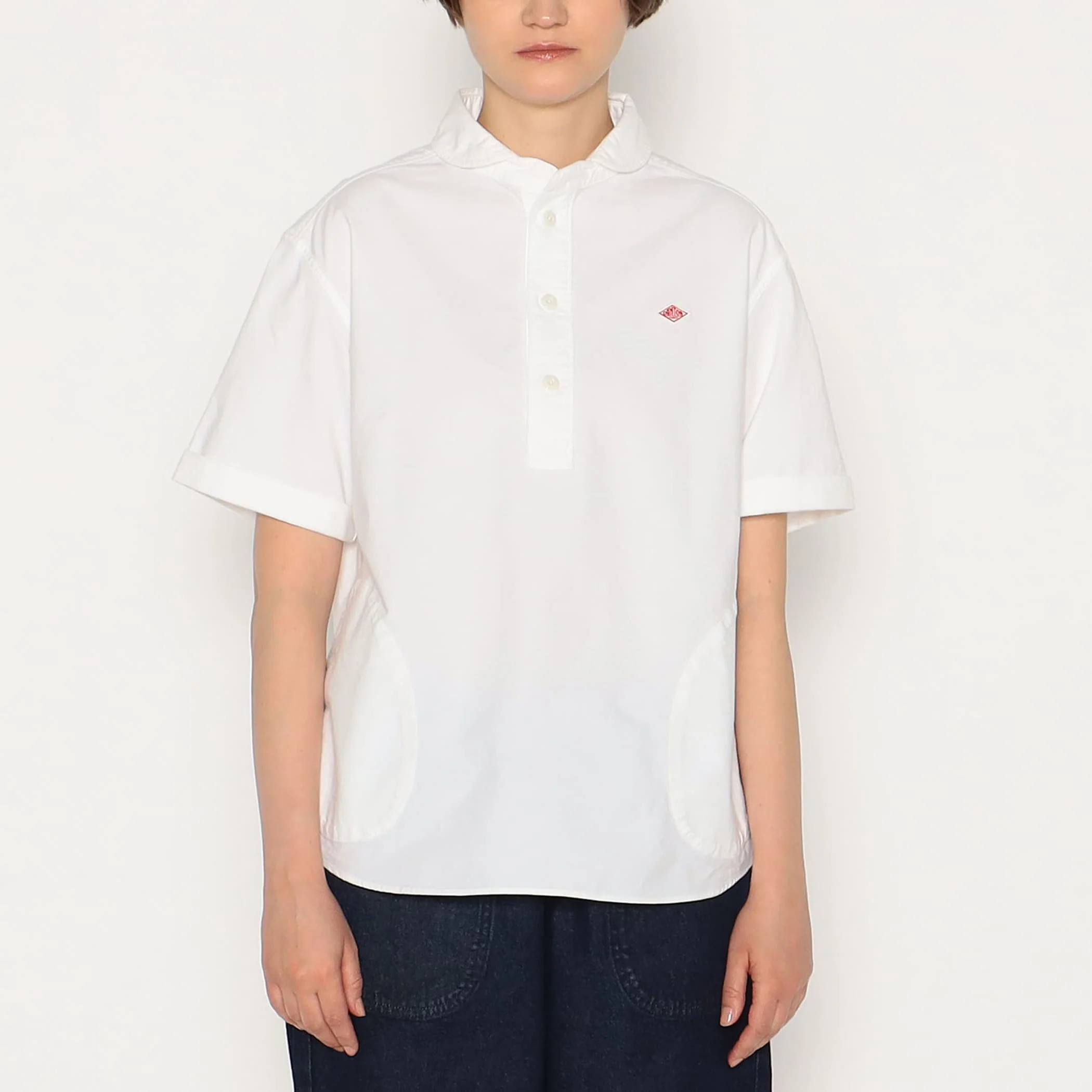 Women's Oxford Round Collar Short Sleeve Pullover Shirt - Image 13