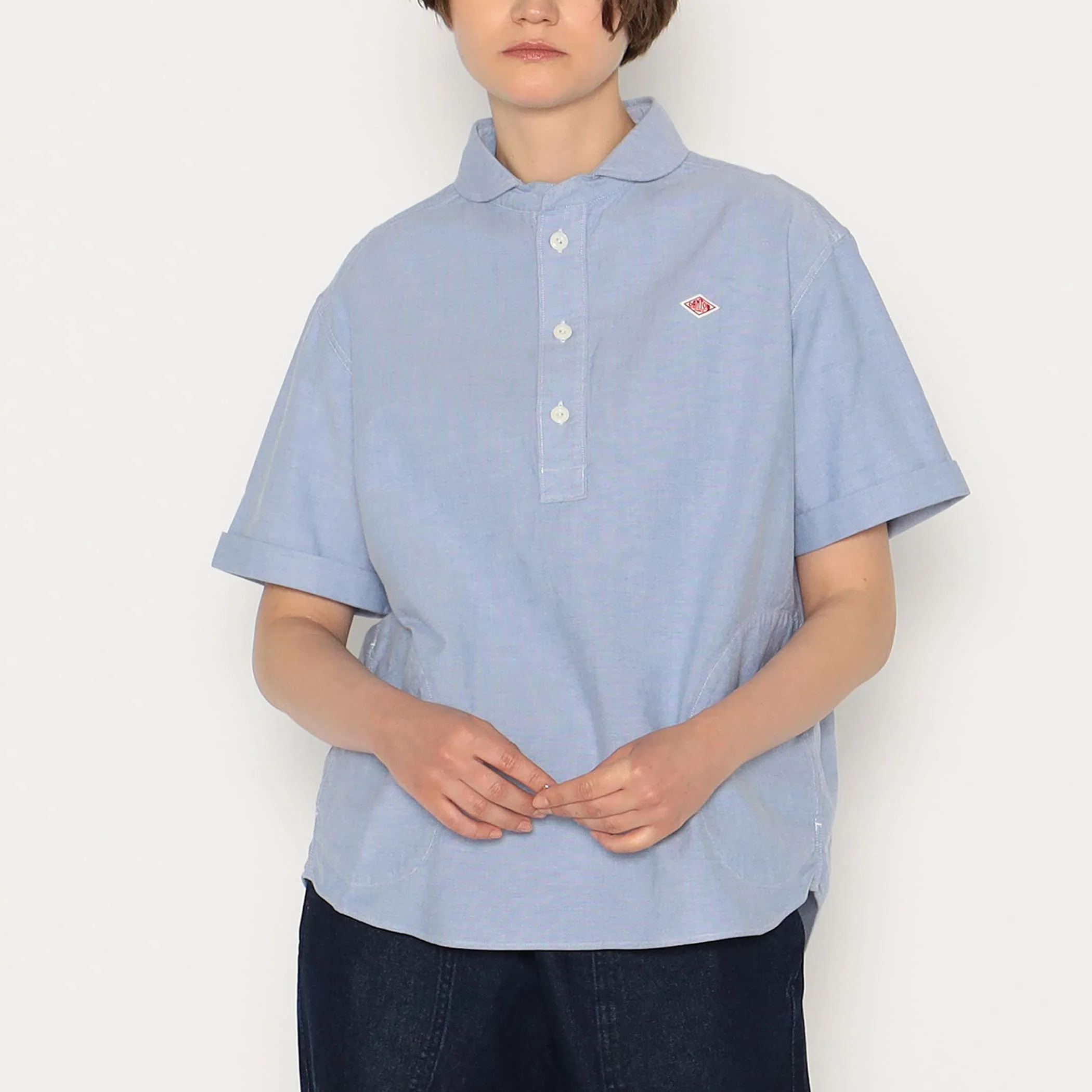 Women's Oxford Round Collar Short Sleeve Pullover Shirt - Image 15