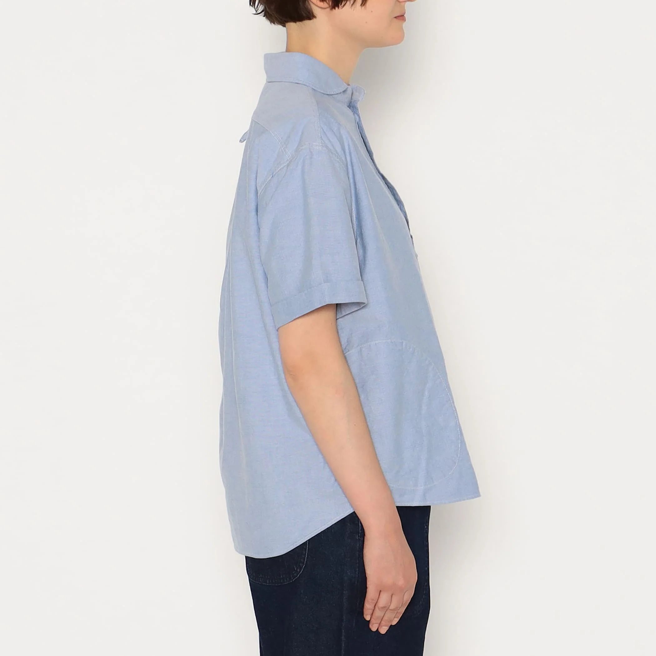 Women's Oxford Round Collar Short Sleeve Pullover Shirt - Image 4