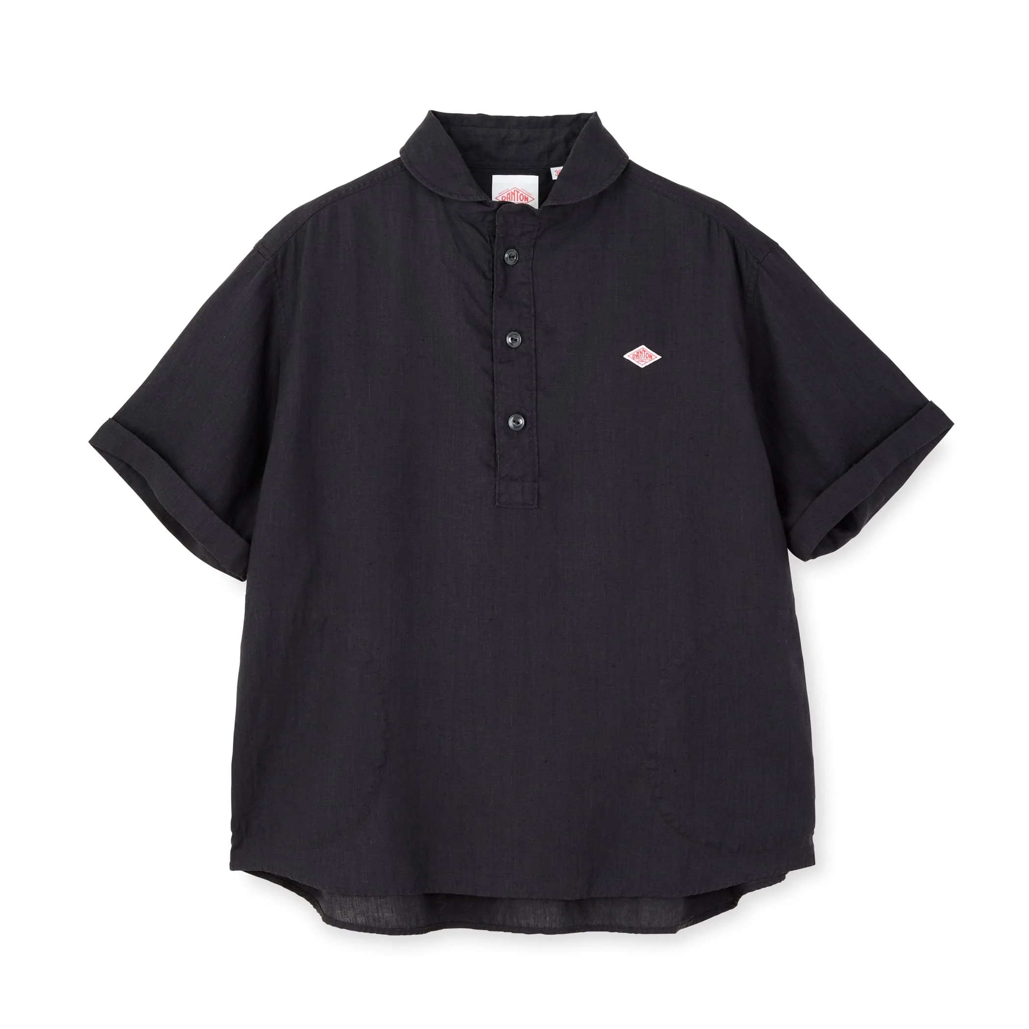 Women's Linen Round Collar Short Sleeve Pullover Shirt