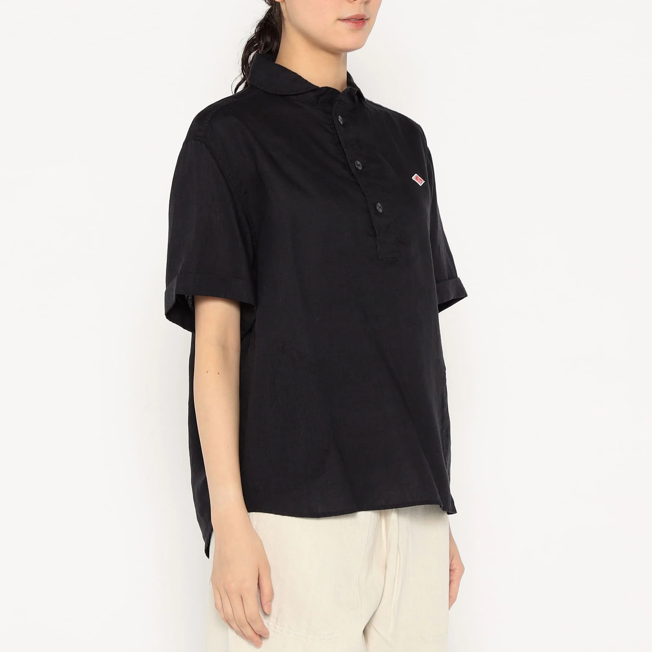 Women's Linen Round Collar Short Sleeve Pullover Shirt - Image 4