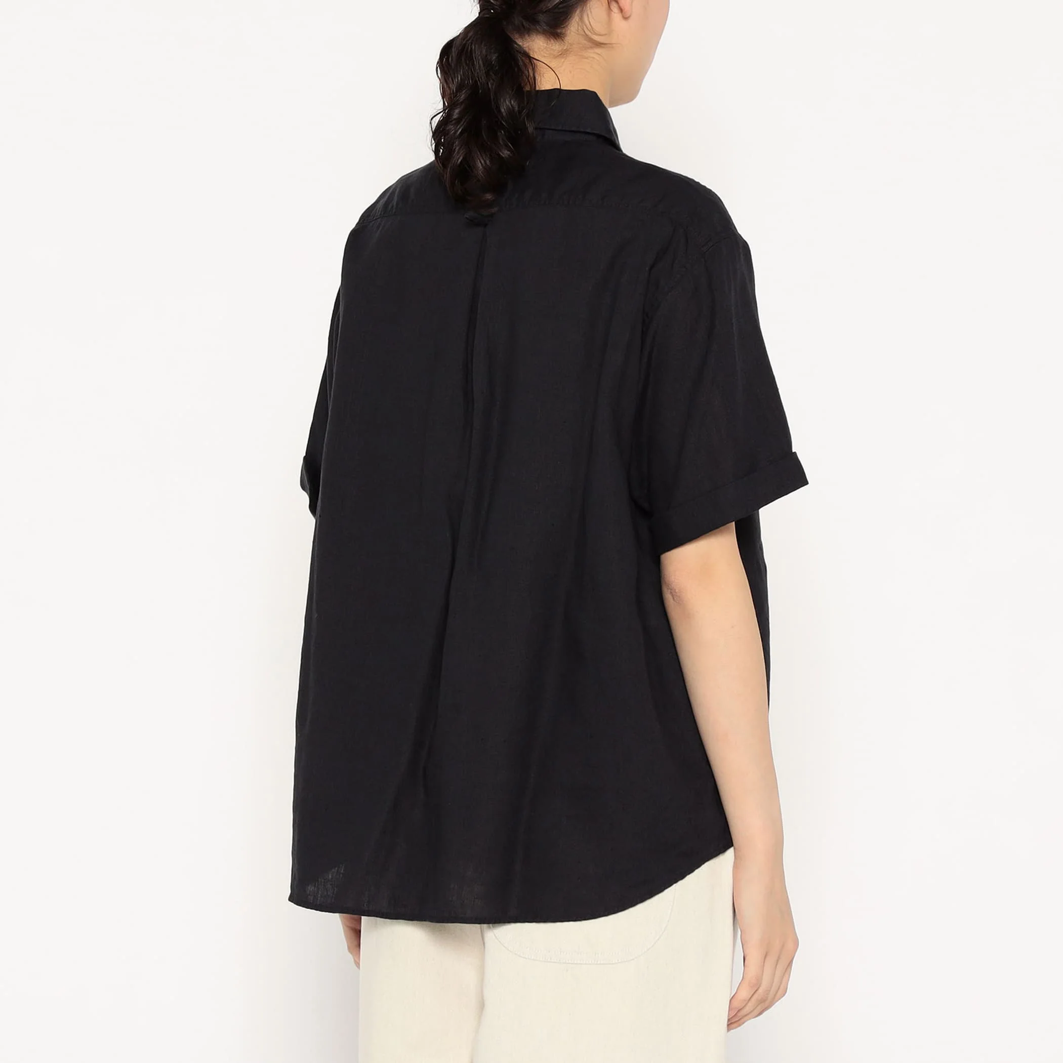 Women's Linen Round Collar Short Sleeve Pullover Shirt - Image 6