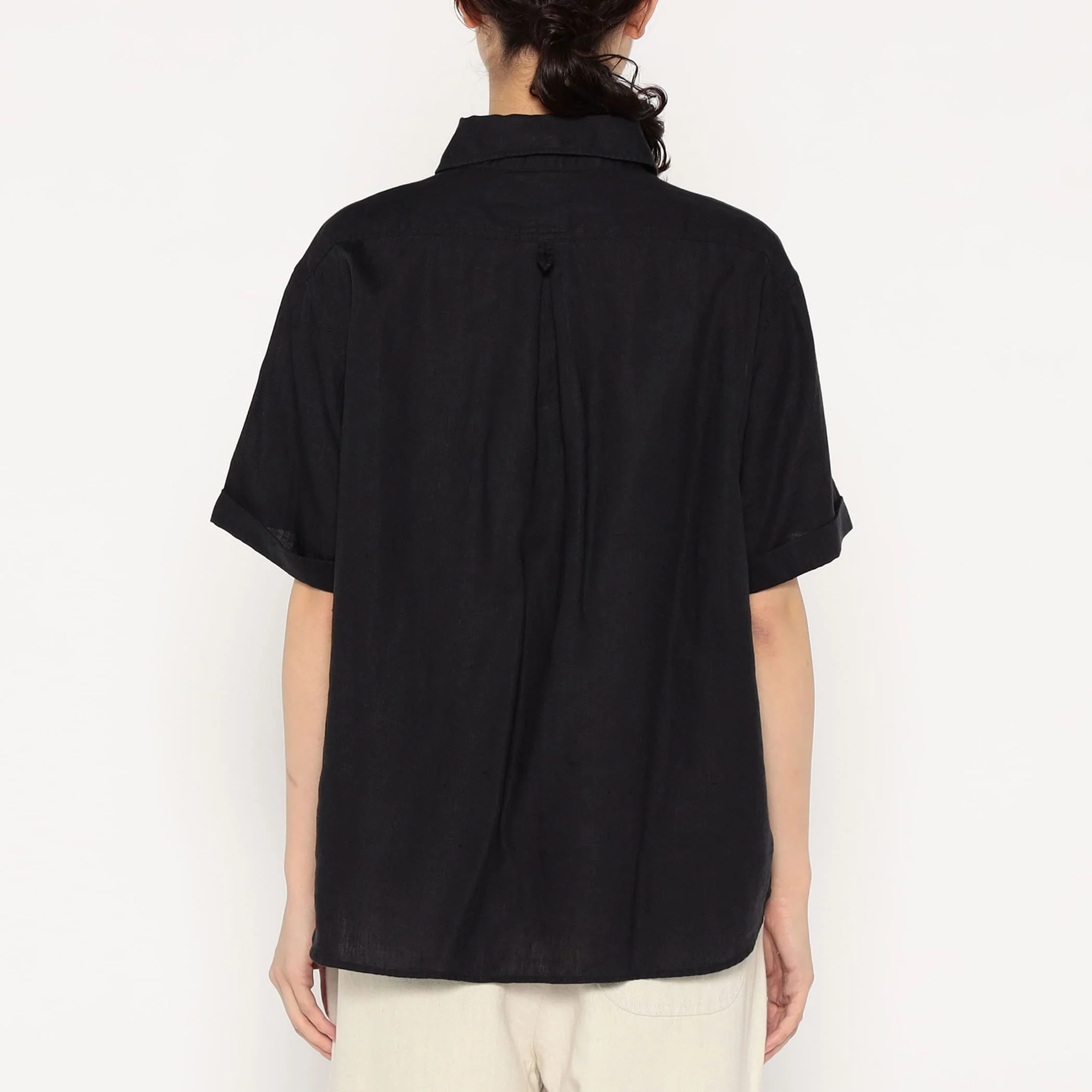 Women's Linen Round Collar Short Sleeve Pullover Shirt - Image 7