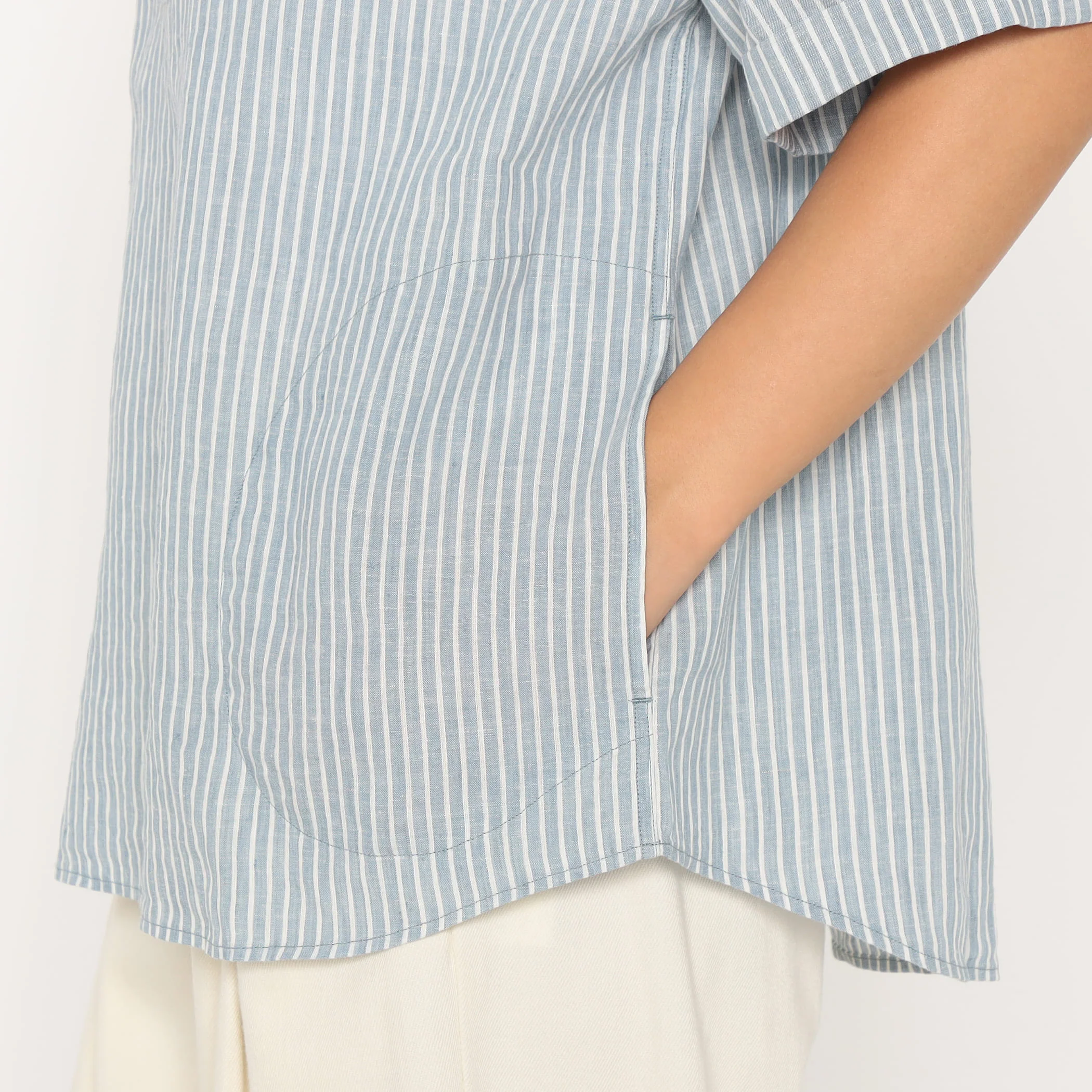 Women's Linen Round Collar Short Sleeve Pullover Shirt Pattern - Image 11