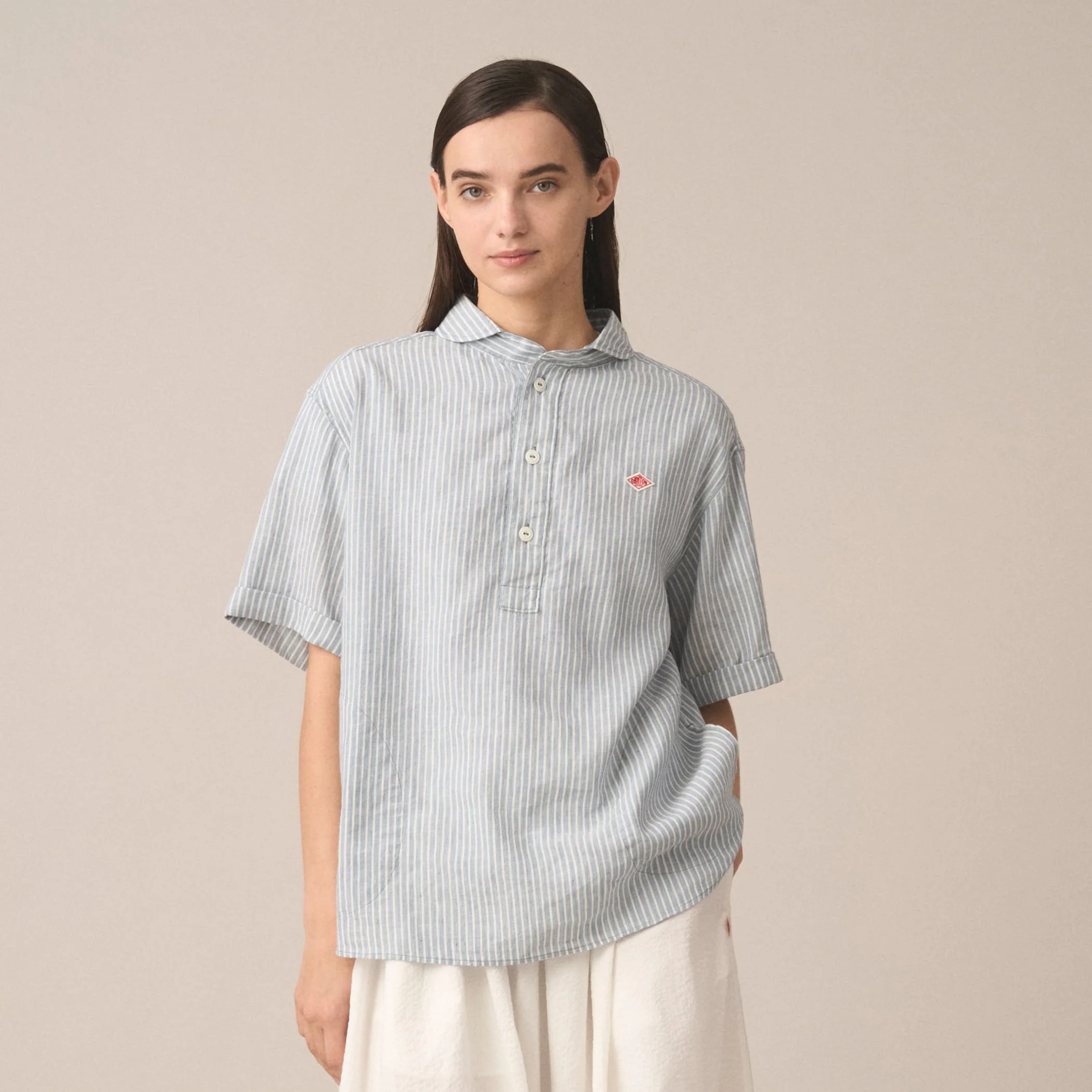 Women's Linen Round Collar Short Sleeve Pullover Shirt Pattern - Image 2