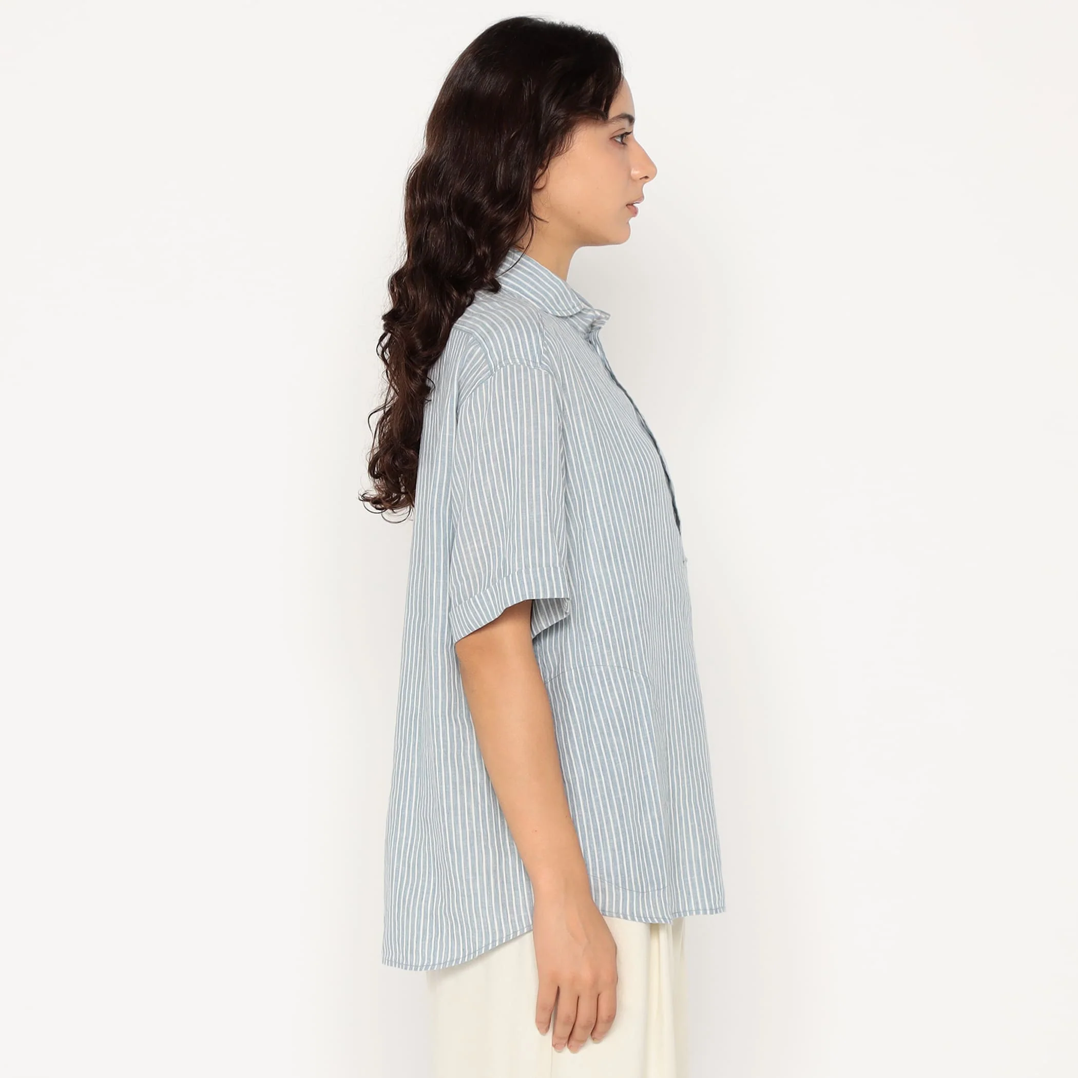 Women's Linen Round Collar Short Sleeve Pullover Shirt Pattern - Image 6