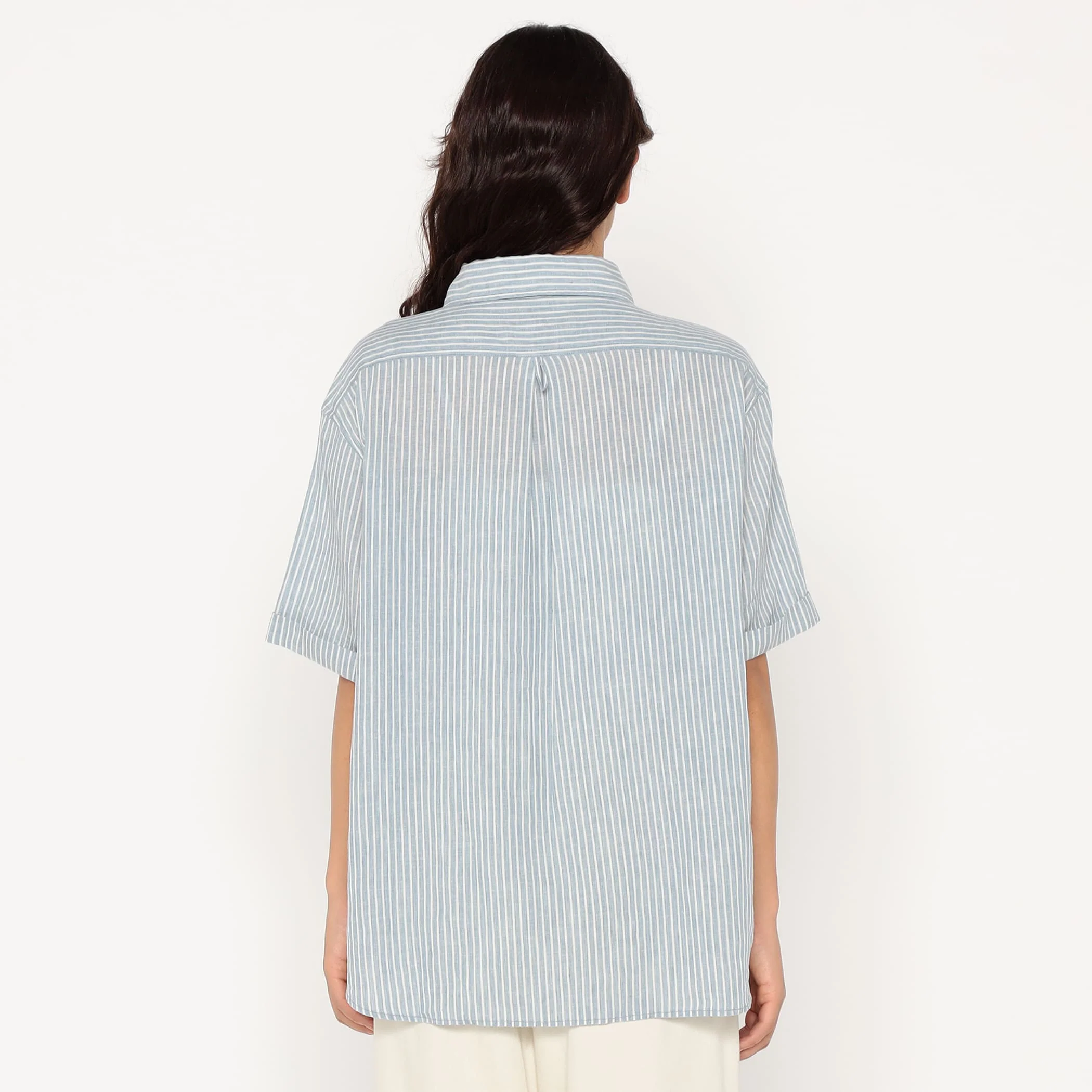 Women's Linen Round Collar Short Sleeve Pullover Shirt Pattern - Image 8