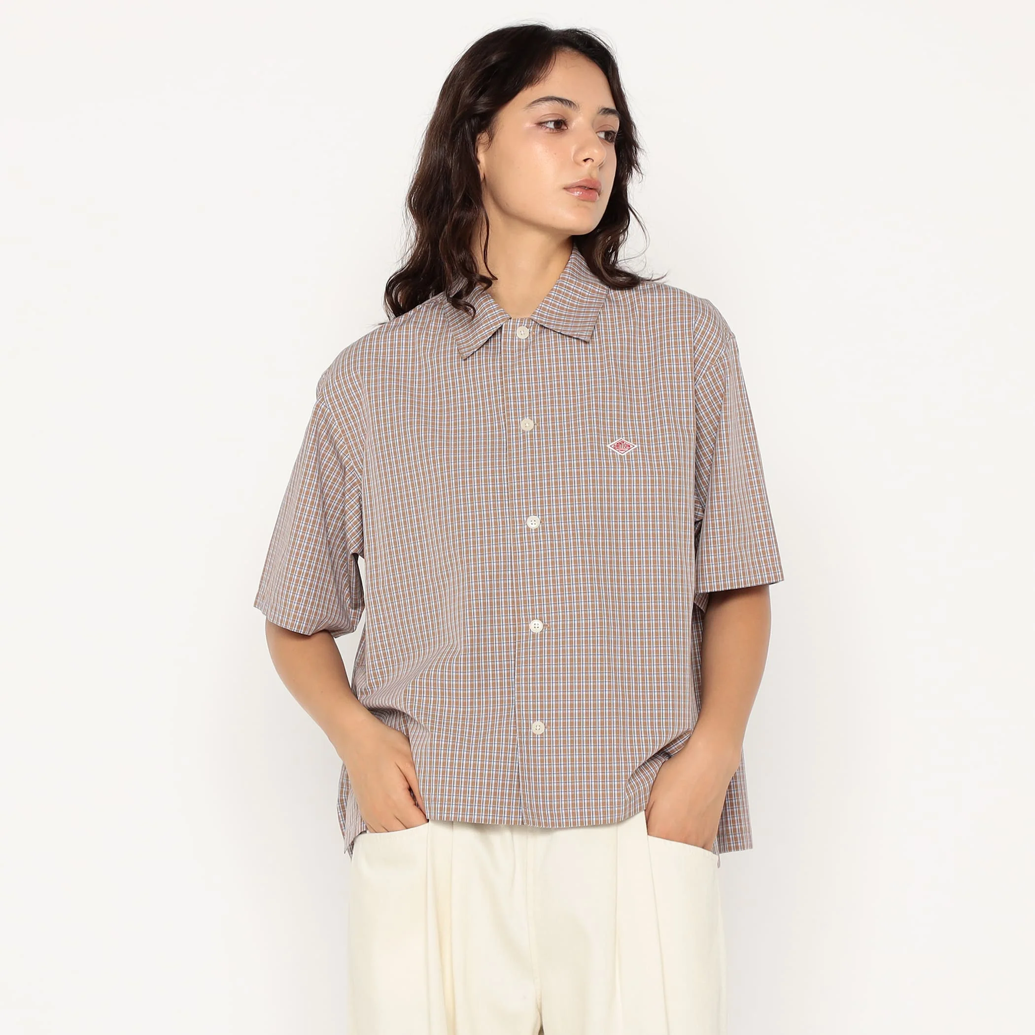 Women's Cotton Poplin Half Sleeve Shirt Plaid - Image 16