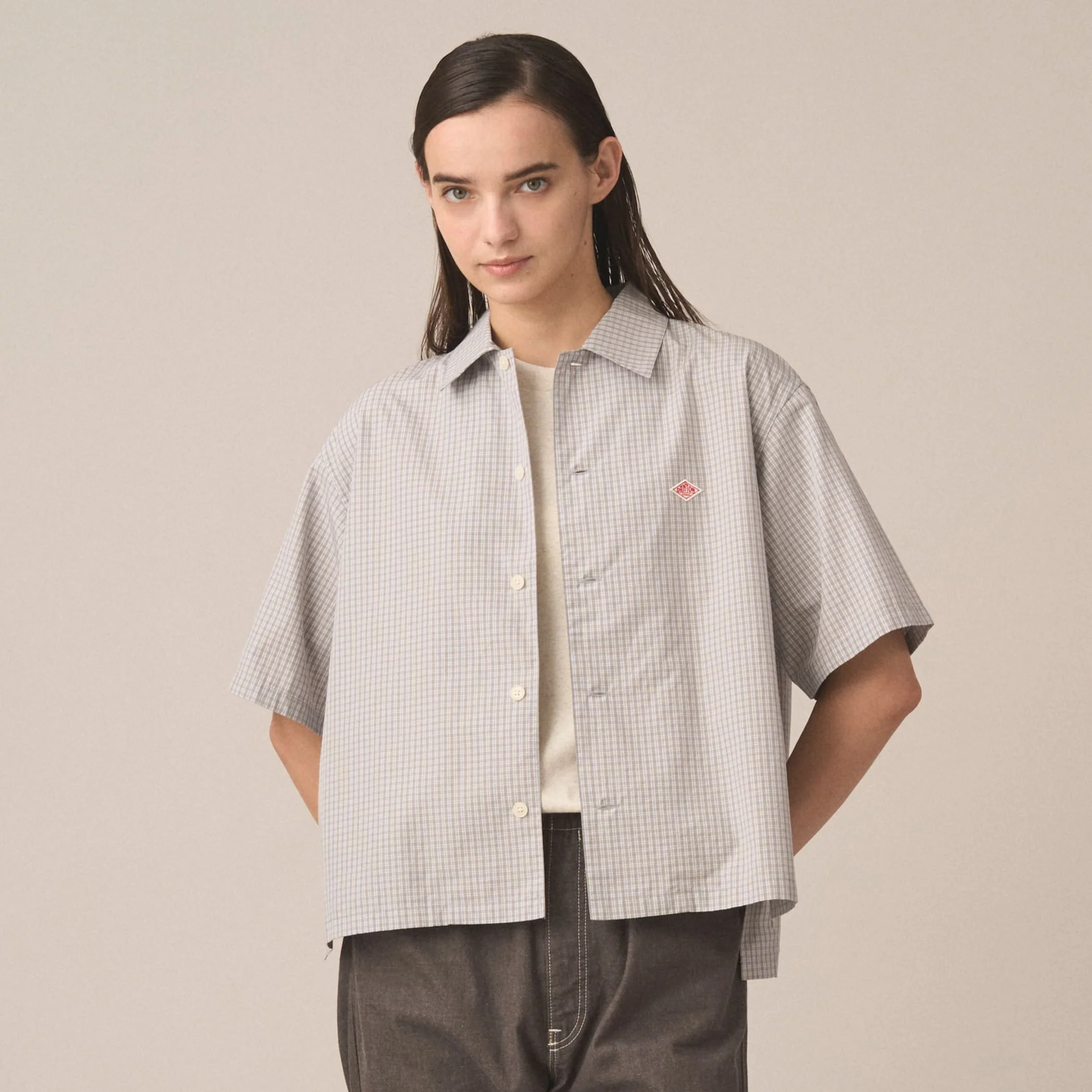 Women's Cotton Poplin Half Sleeve Shirt Plaid - Image 3