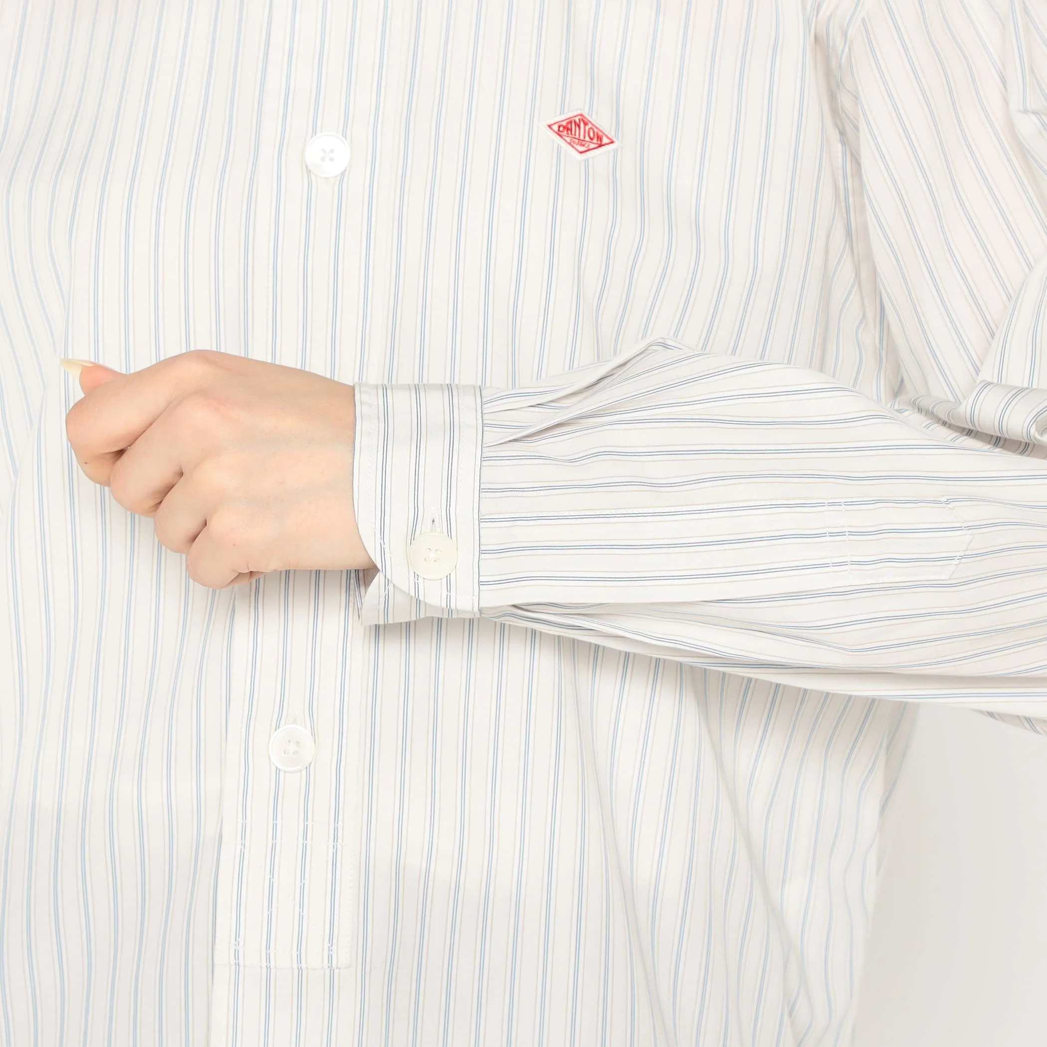 Women's Cotton Poplin Band Collar Shirt - Image 10