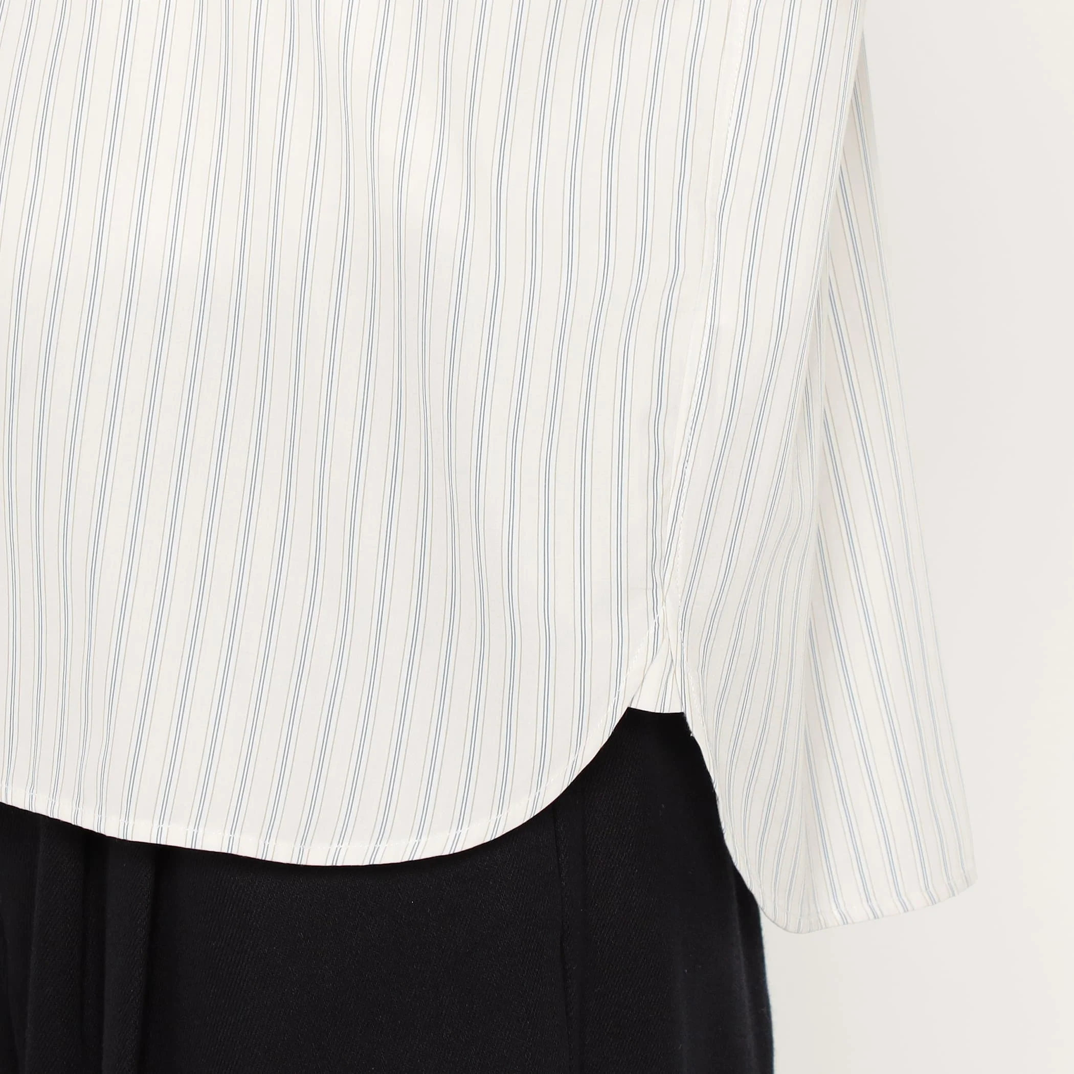 Women's Cotton Poplin Band Collar Shirt - Image 11