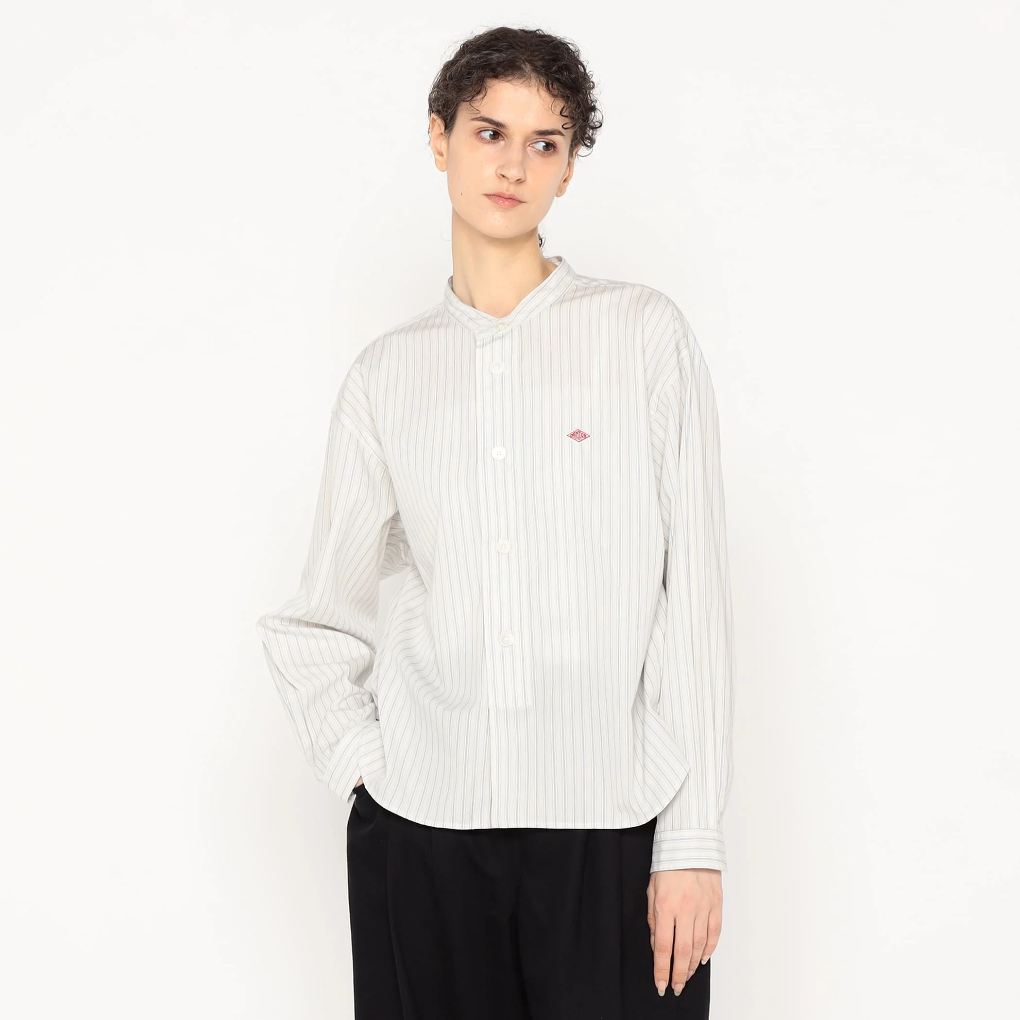Women's Cotton Poplin Band Collar Shirt - Image 21