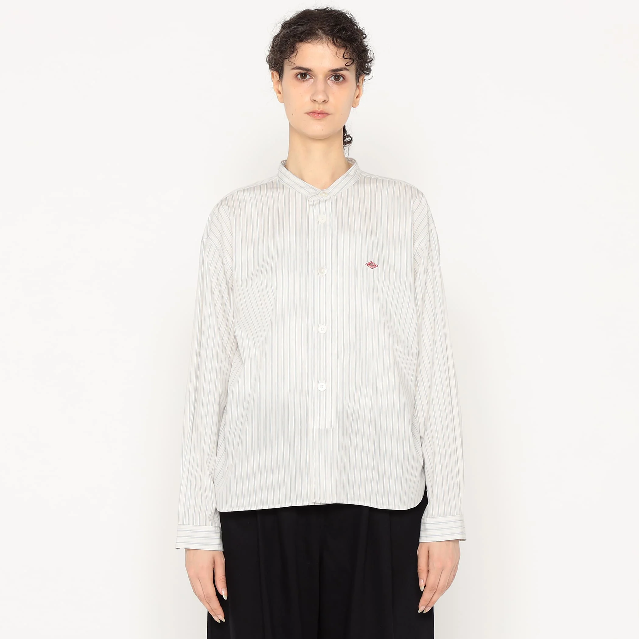 Women's Cotton Poplin Band Collar Shirt - Image 4