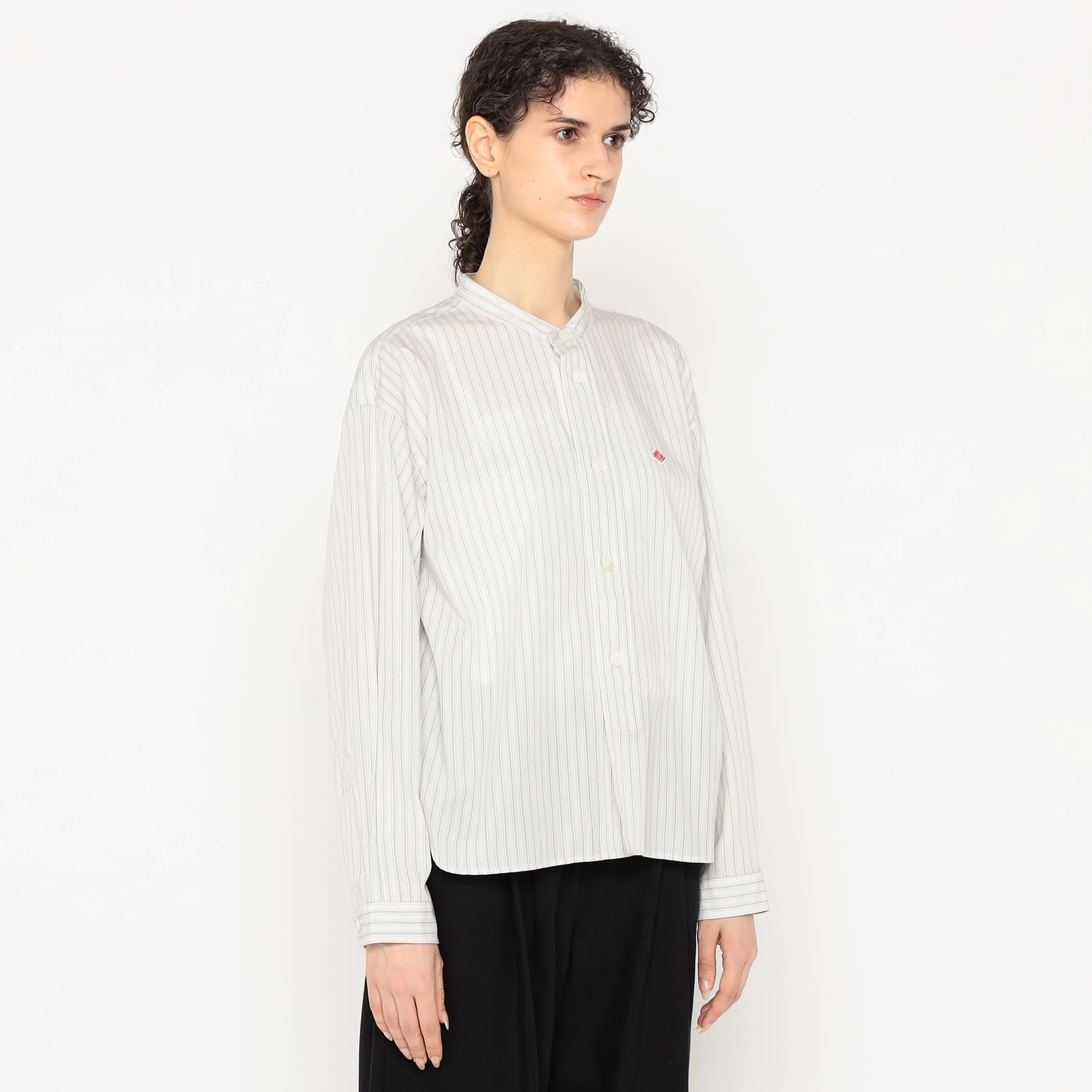 Women's Cotton Poplin Band Collar Shirt - Image 5