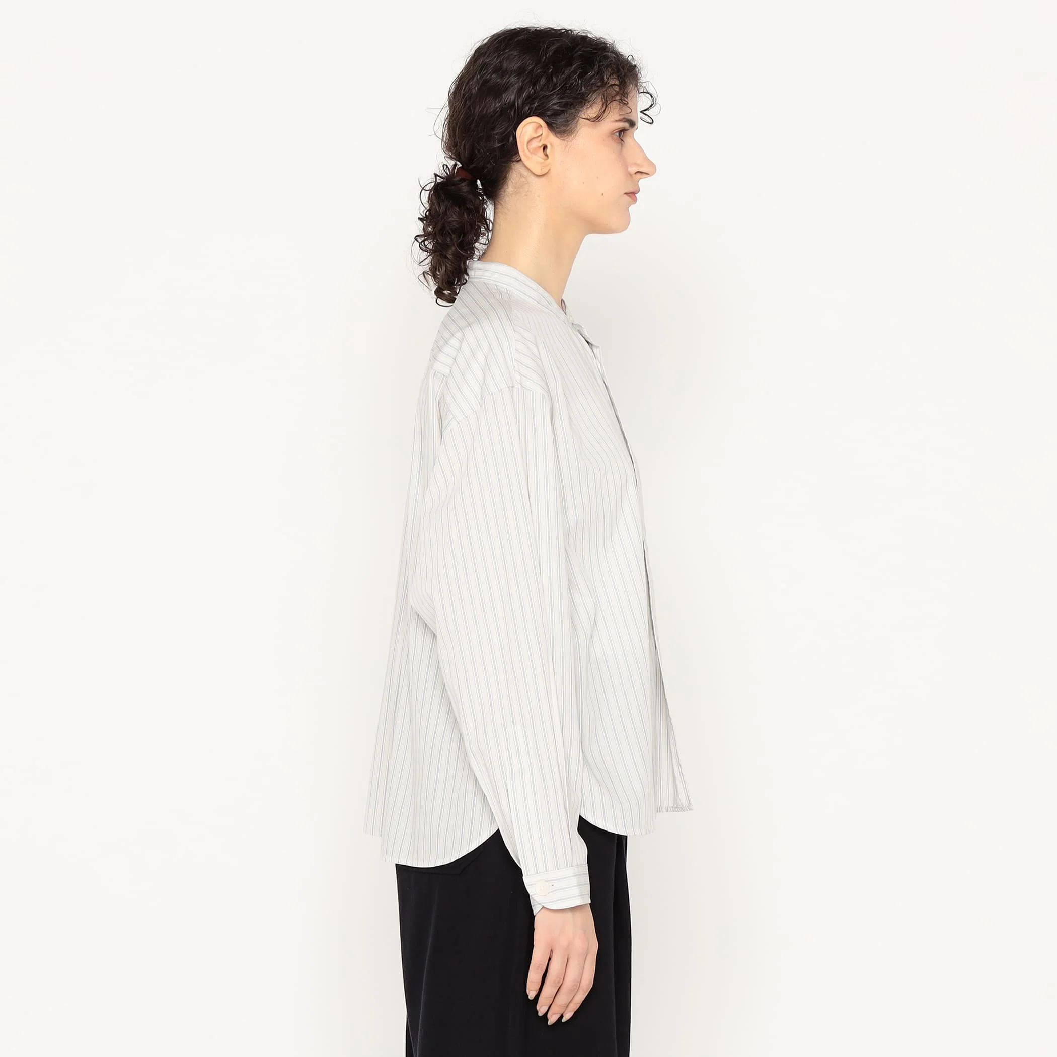 Women's Cotton Poplin Band Collar Shirt - Image 6