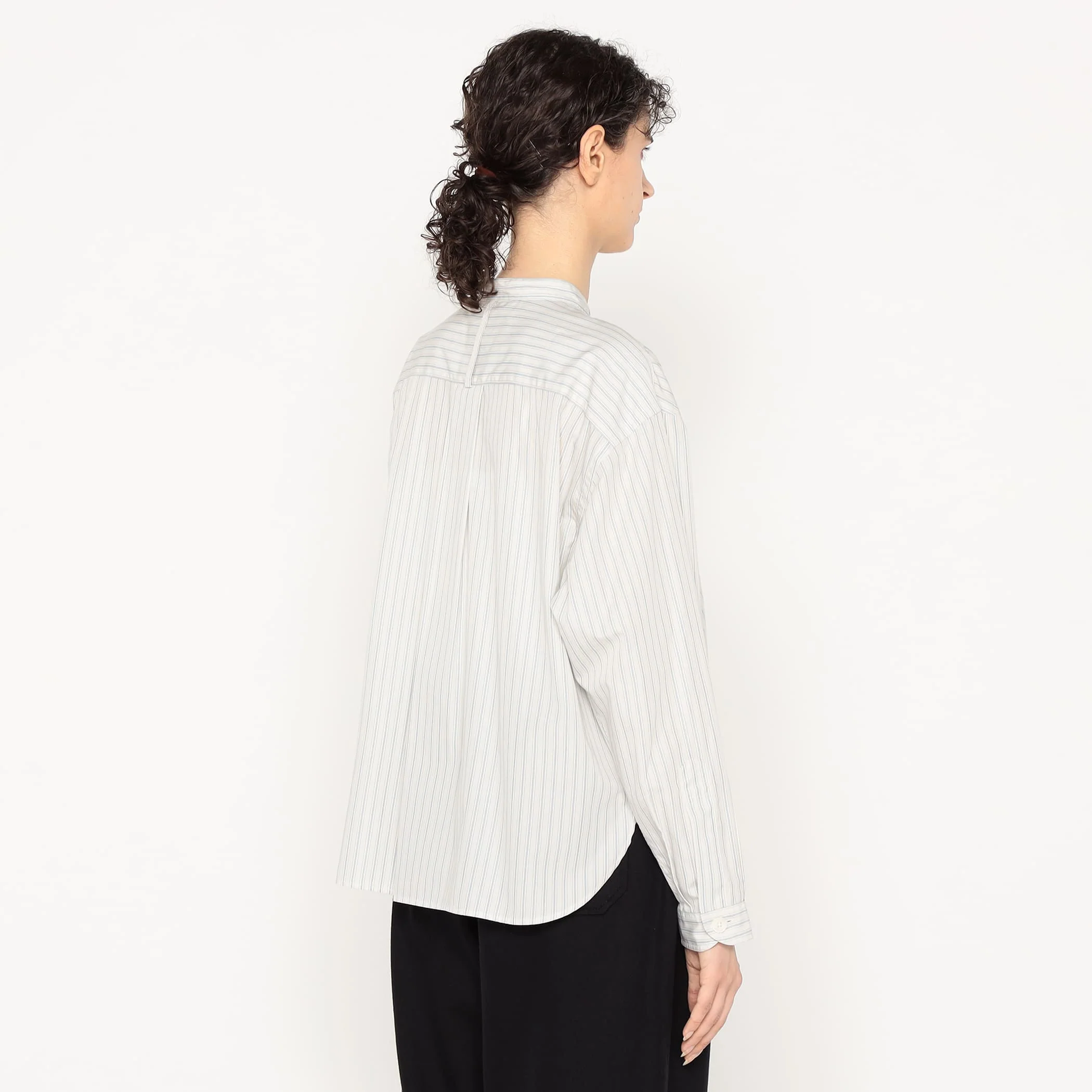Women's Cotton Poplin Band Collar Shirt - Image 7