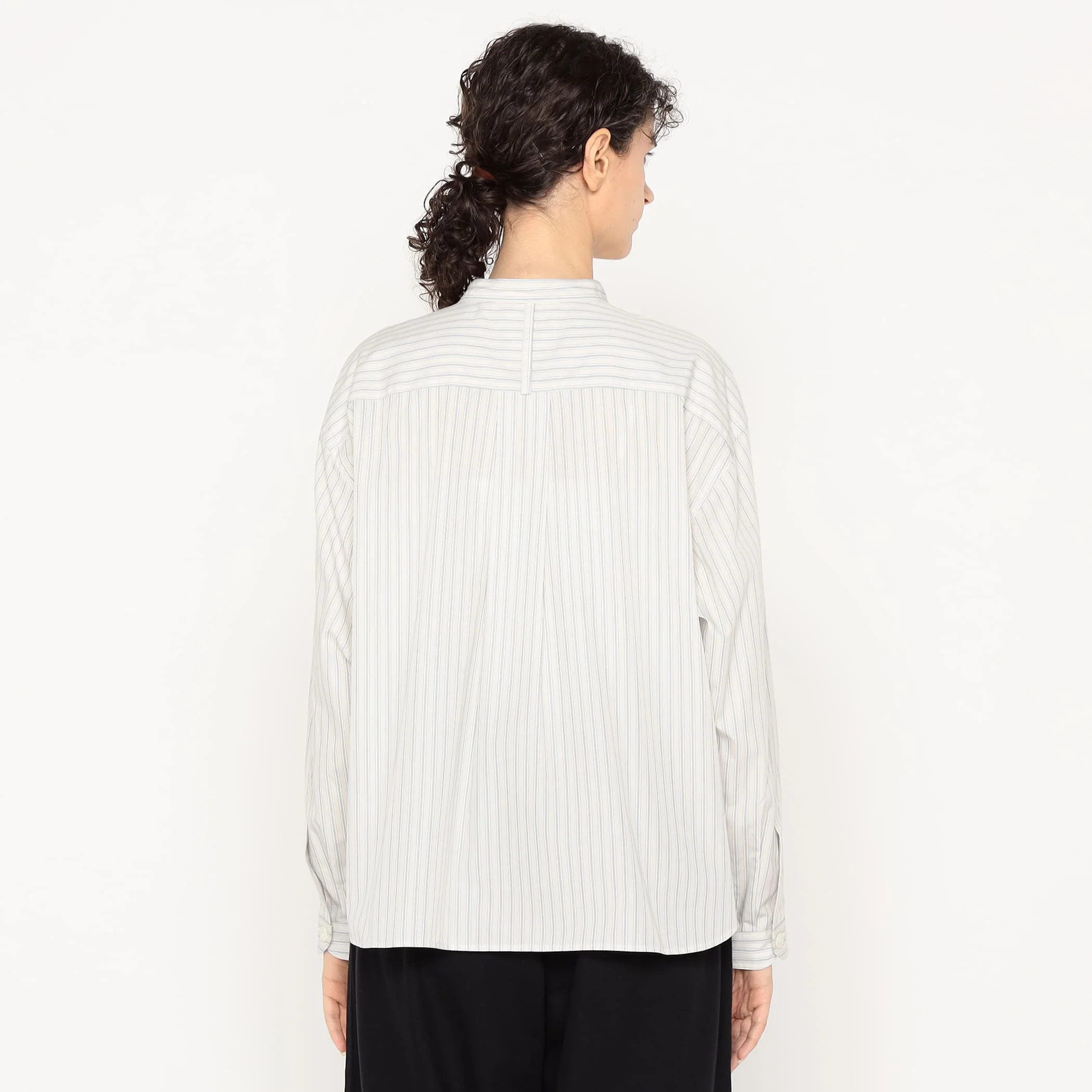 Women's Cotton Poplin Band Collar Shirt - Image 8