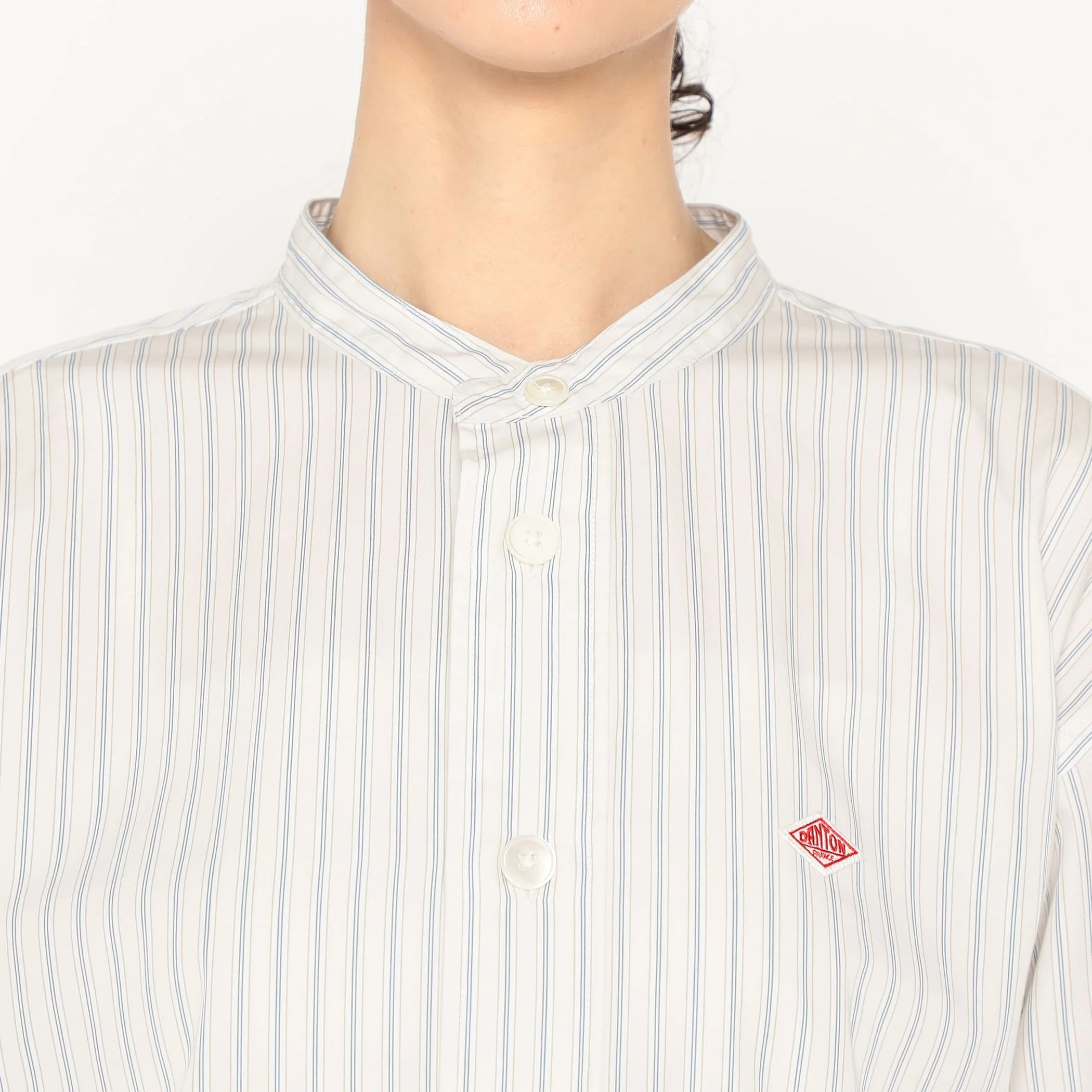 Women's Cotton Poplin Band Collar Shirt - Image 9