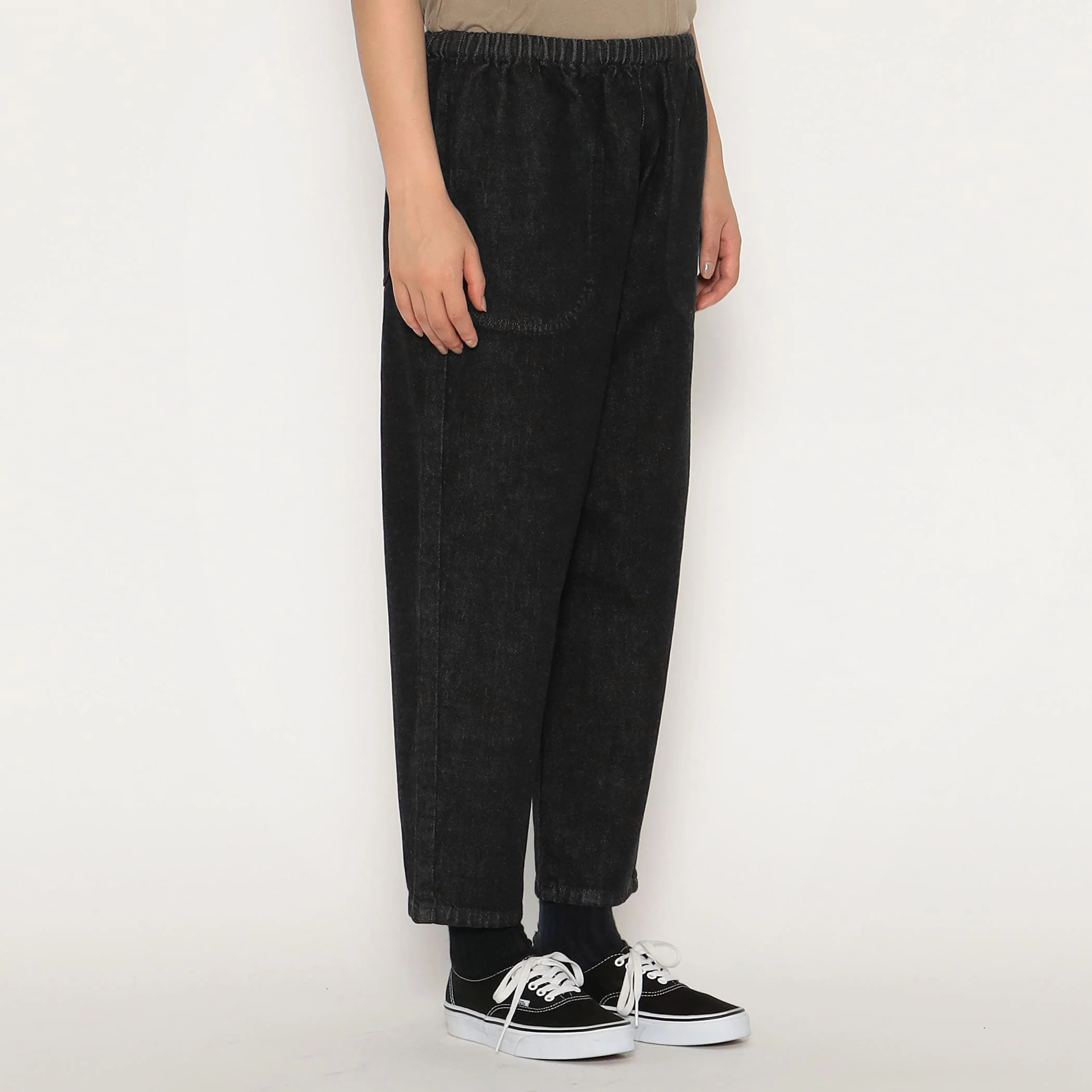 Women's Black Denim Easy Pants - Image 3