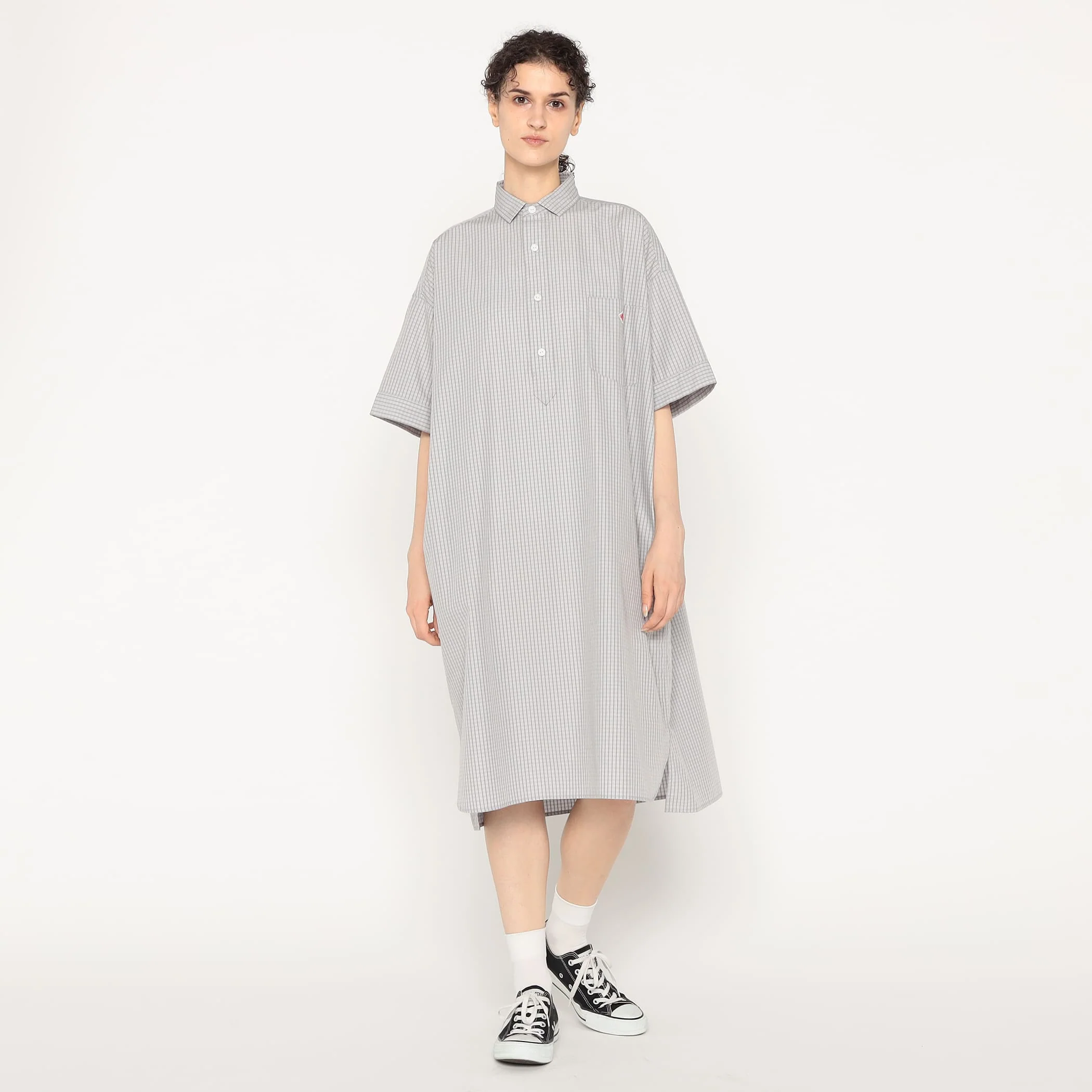 Women's Cotton Poplin Pullover Shirt Dress Plaid - Image 15