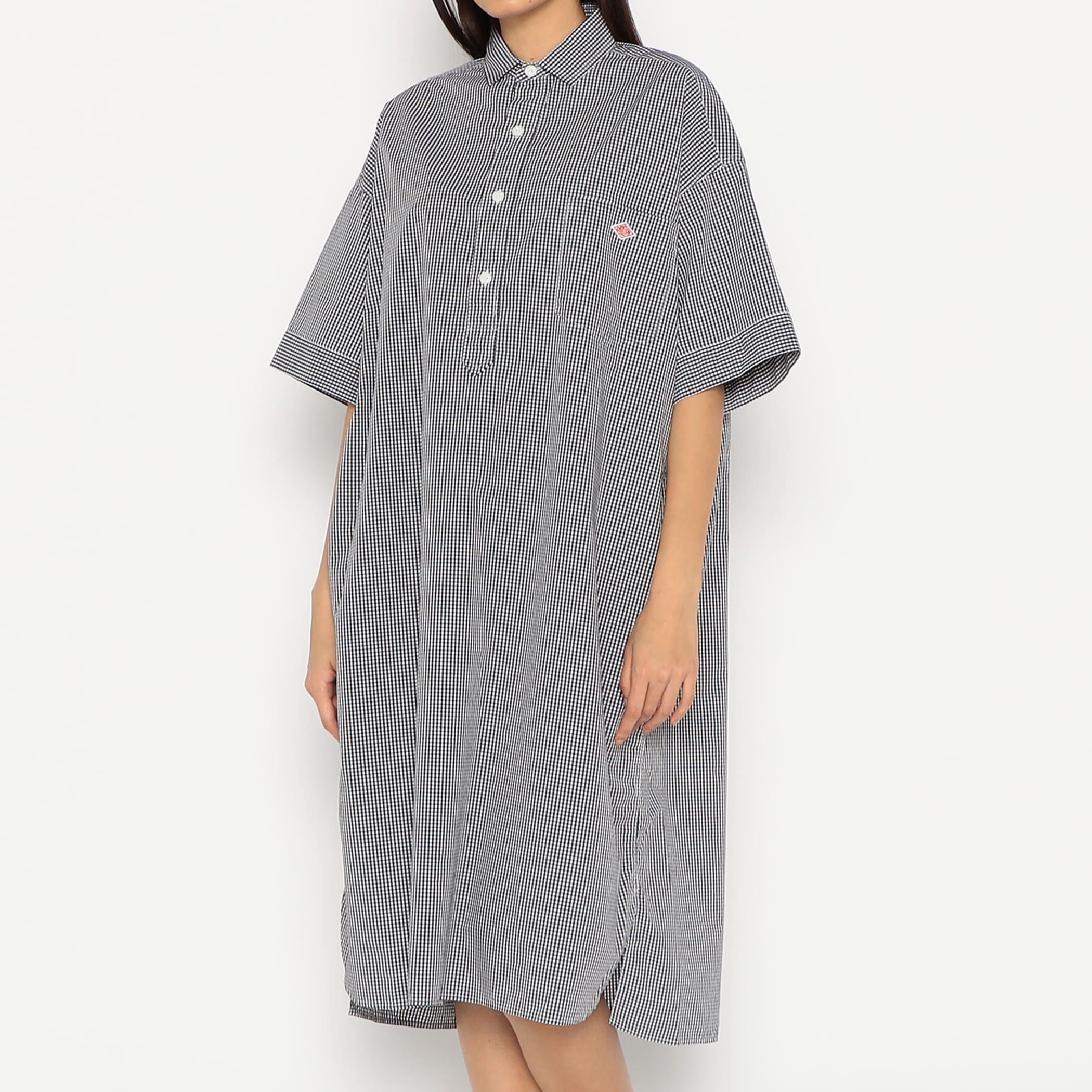 Women's Cotton Poplin Pullover Shirt Dress Plaid - Image 19