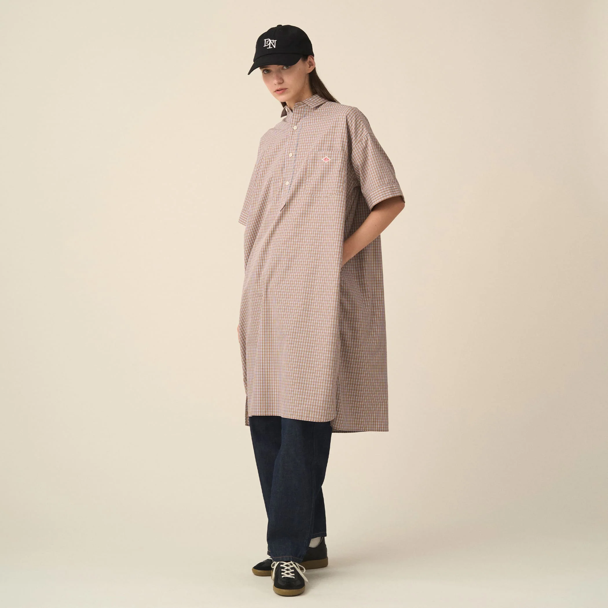Women's Cotton Poplin Pullover Shirt Dress Plaid - Image 3