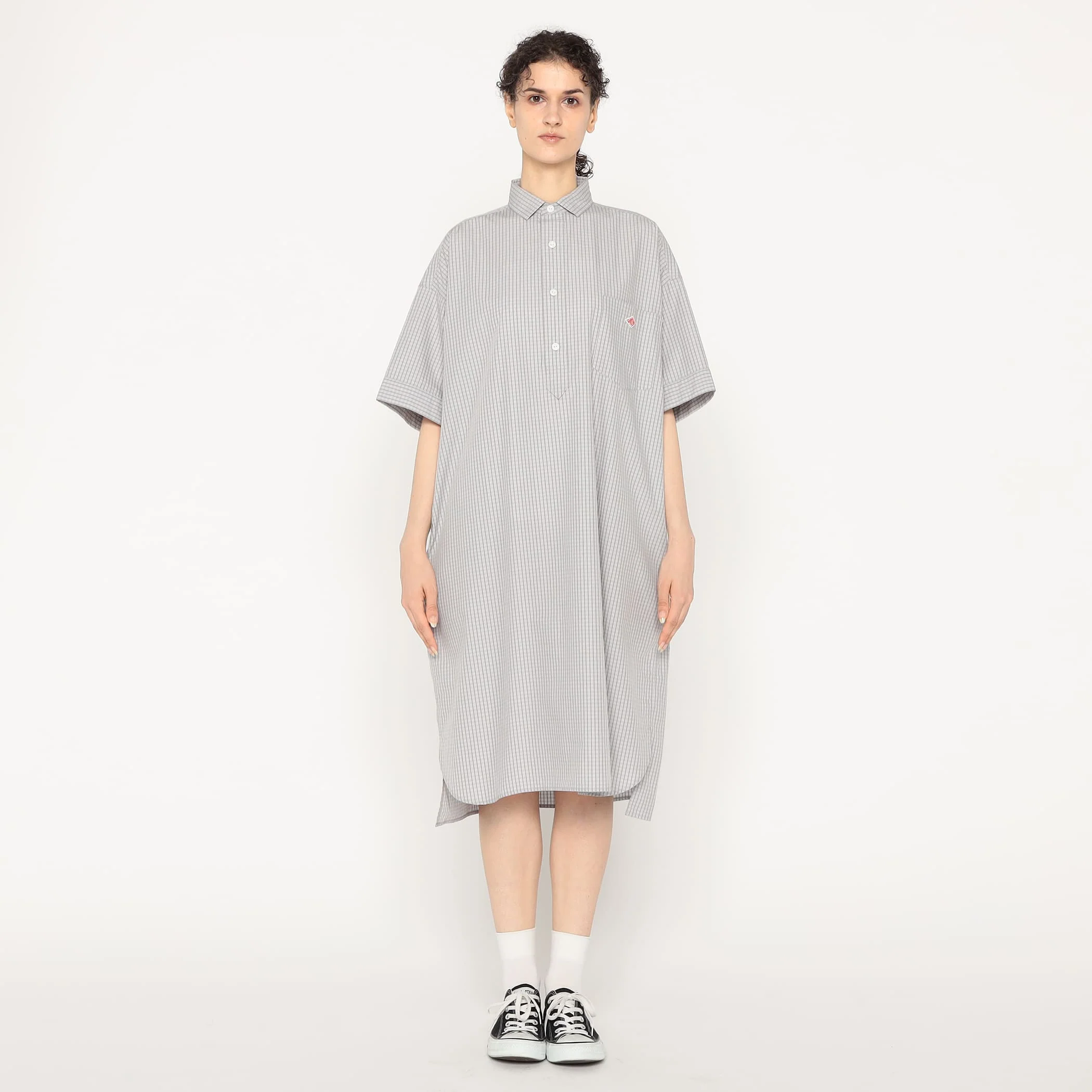 Women's Cotton Poplin Pullover Shirt Dress Plaid - Image 4