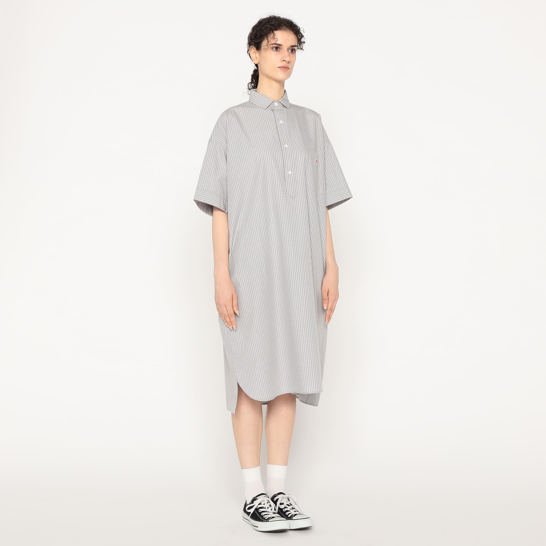 Women's Cotton Poplin Pullover Shirt Dress Plaid - Image 5