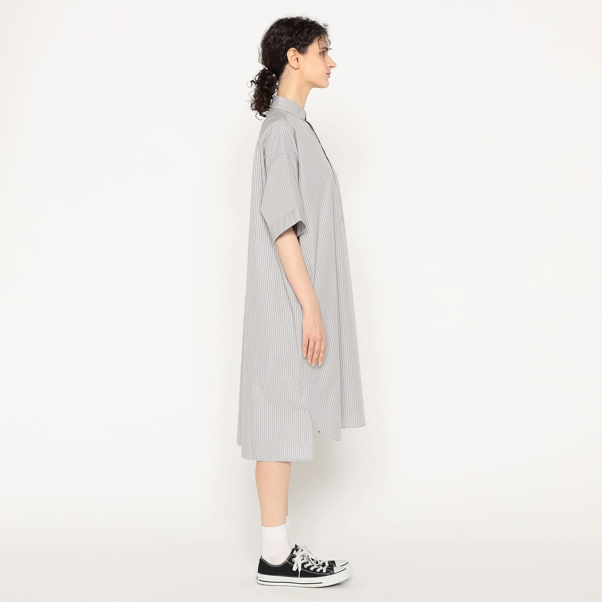 Women's Cotton Poplin Pullover Shirt Dress Plaid - Image 6