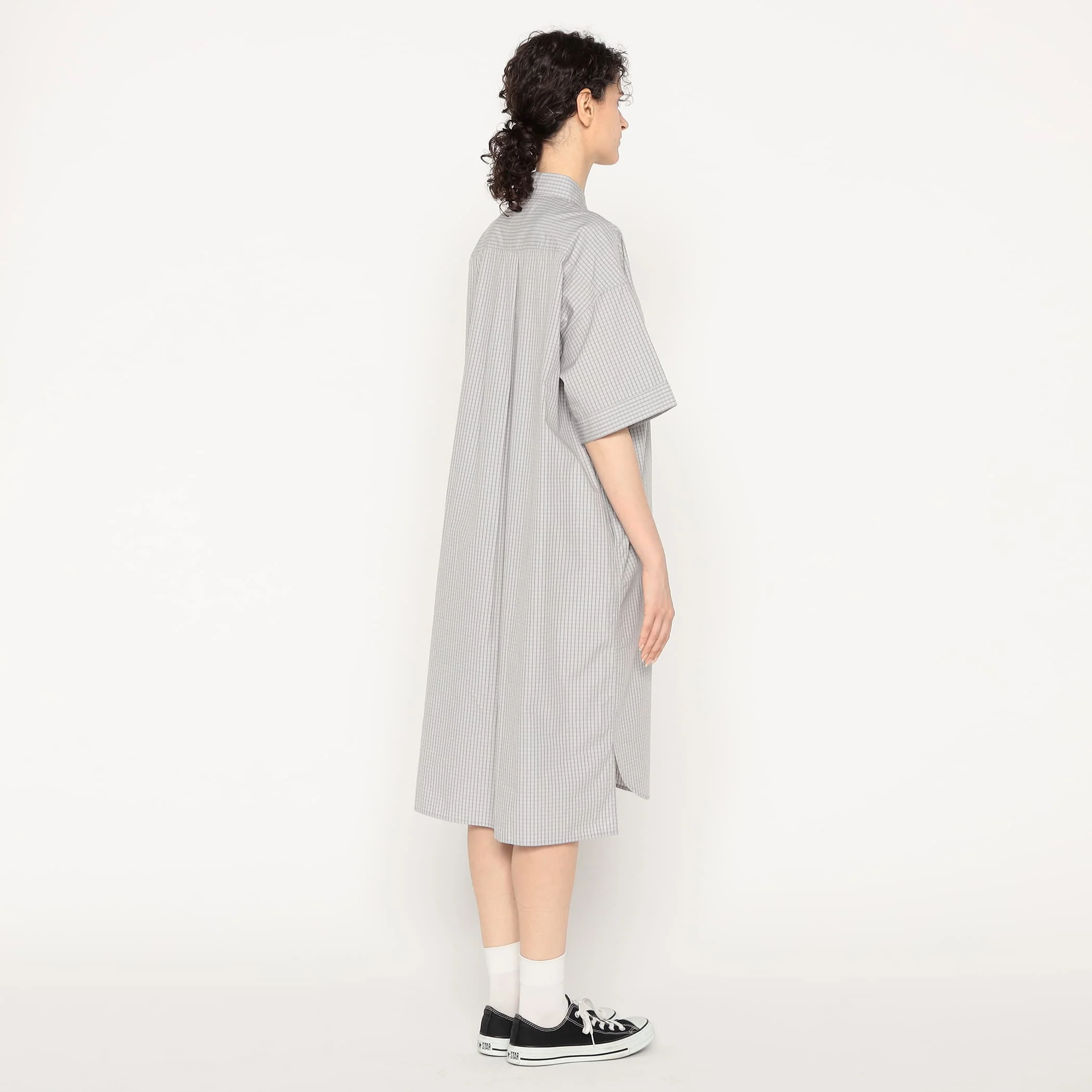 Women's Cotton Poplin Pullover Shirt Dress Plaid - Image 7
