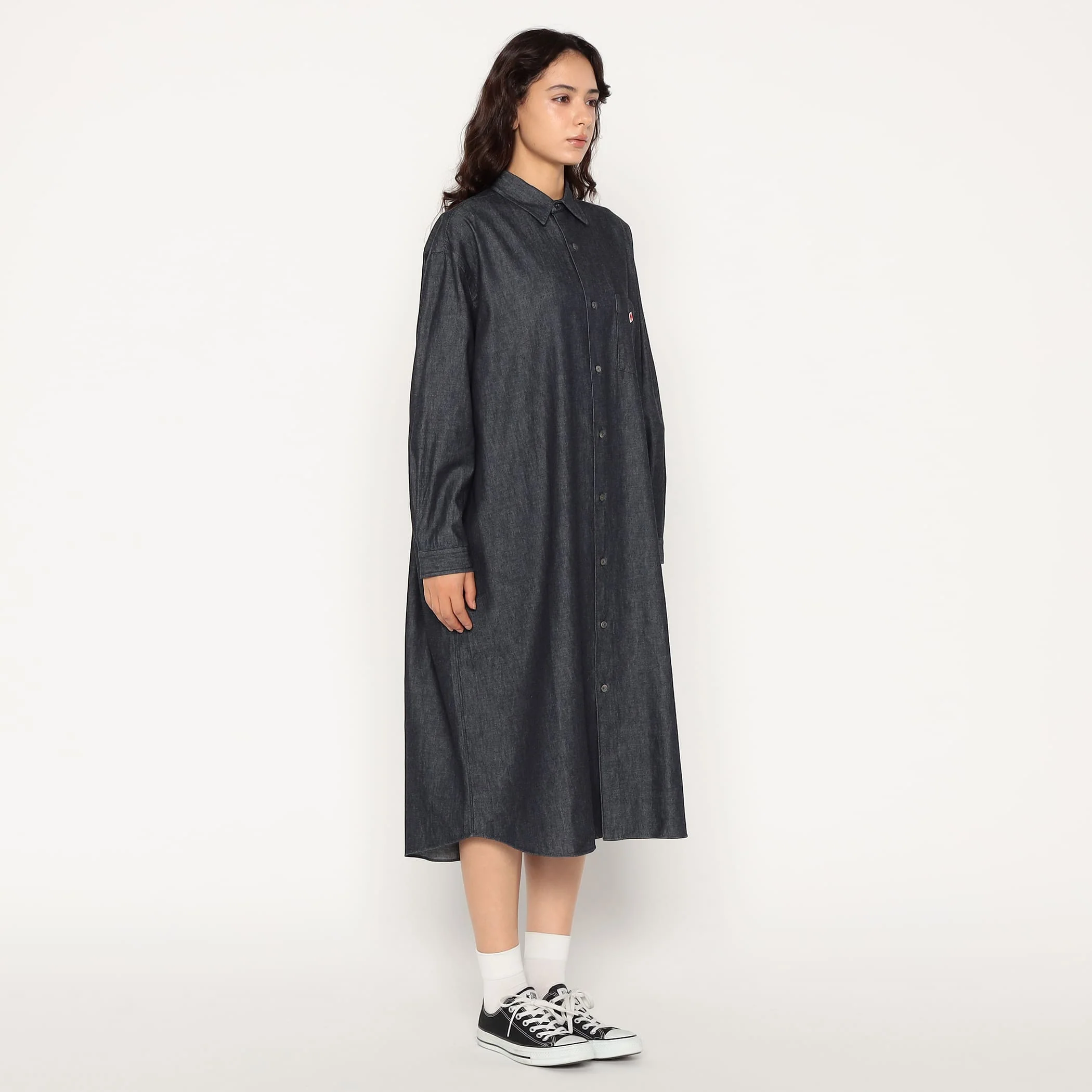 Women's Denim Dungaree Classic Collar Dress - Image 4