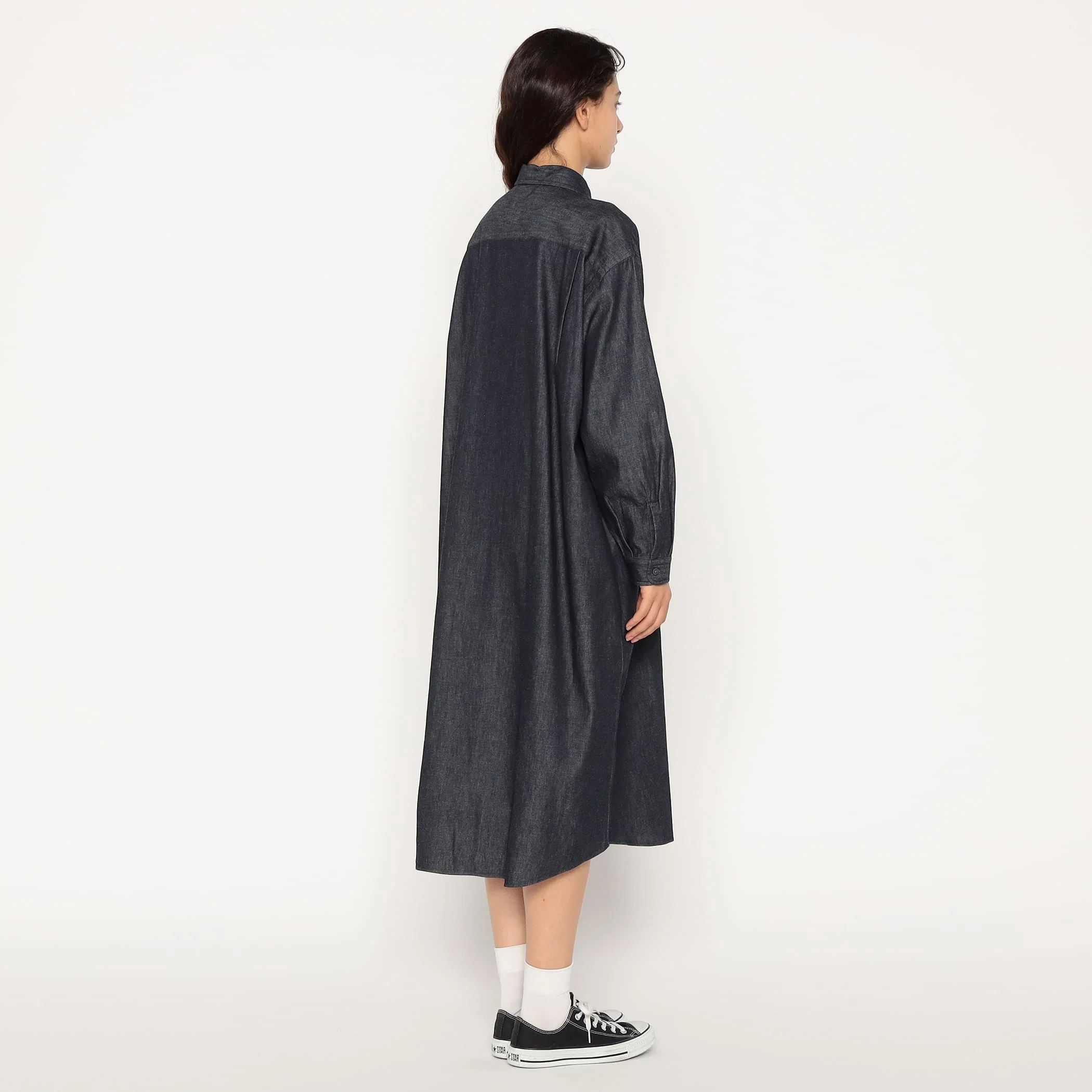 Women's Denim Dungaree Classic Collar Dress - Image 6