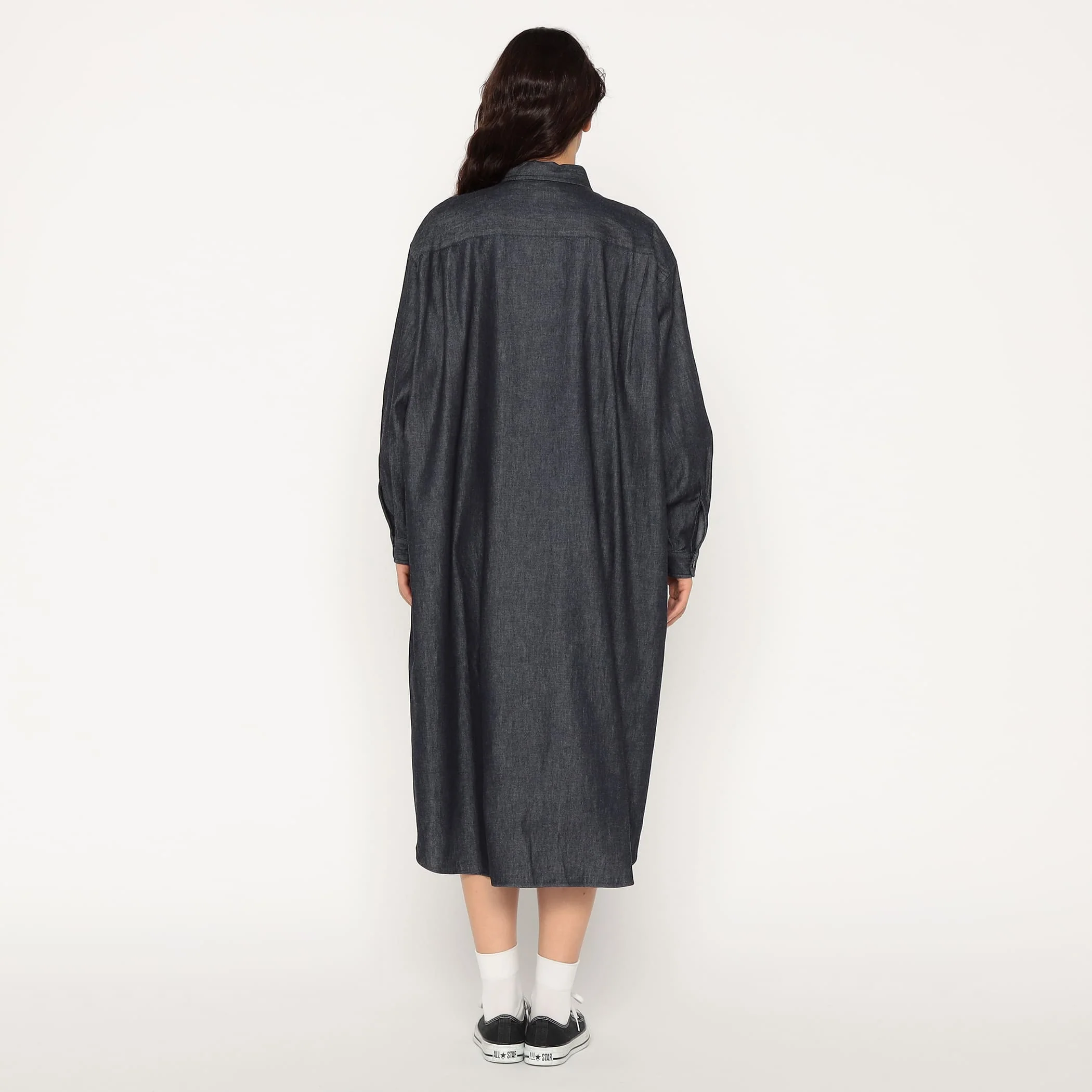 Women's Denim Dungaree Classic Collar Dress - Image 7
