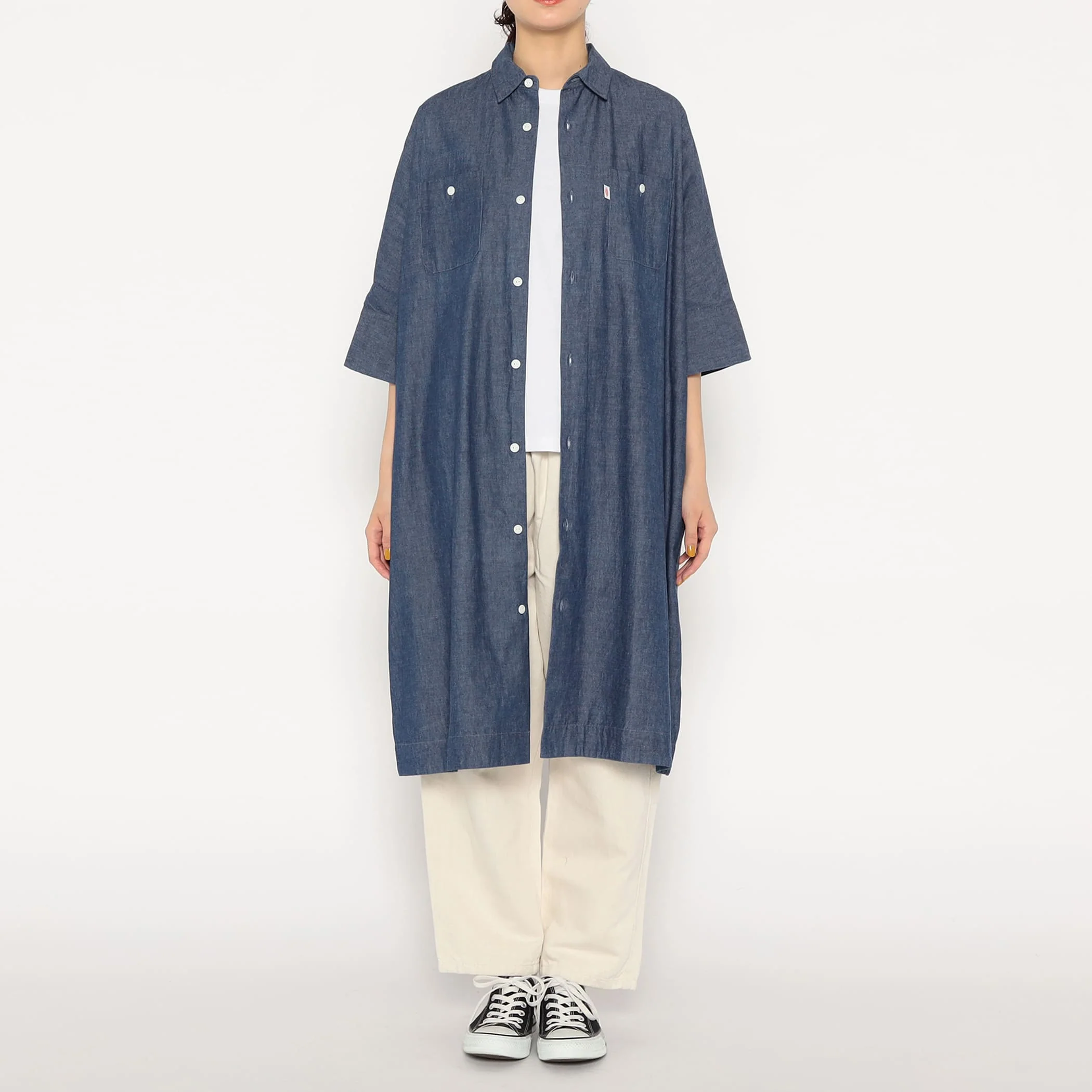 Women's Cotton Chambray Work Shirt Dress - Image 3