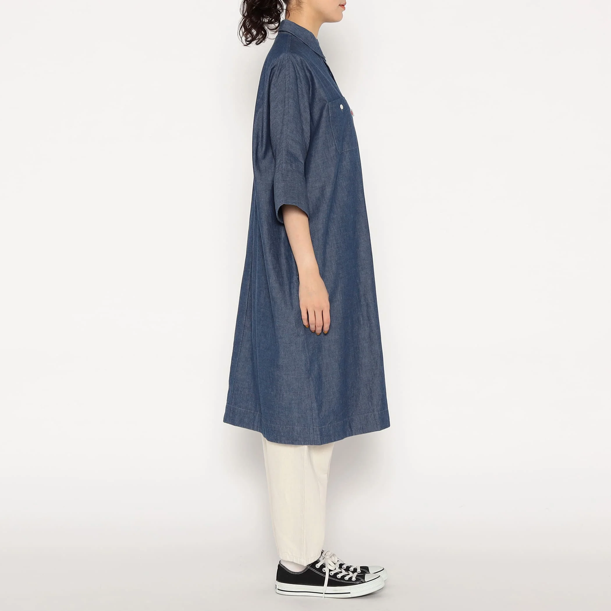 Women's Cotton Chambray Work Shirt Dress - Image 6